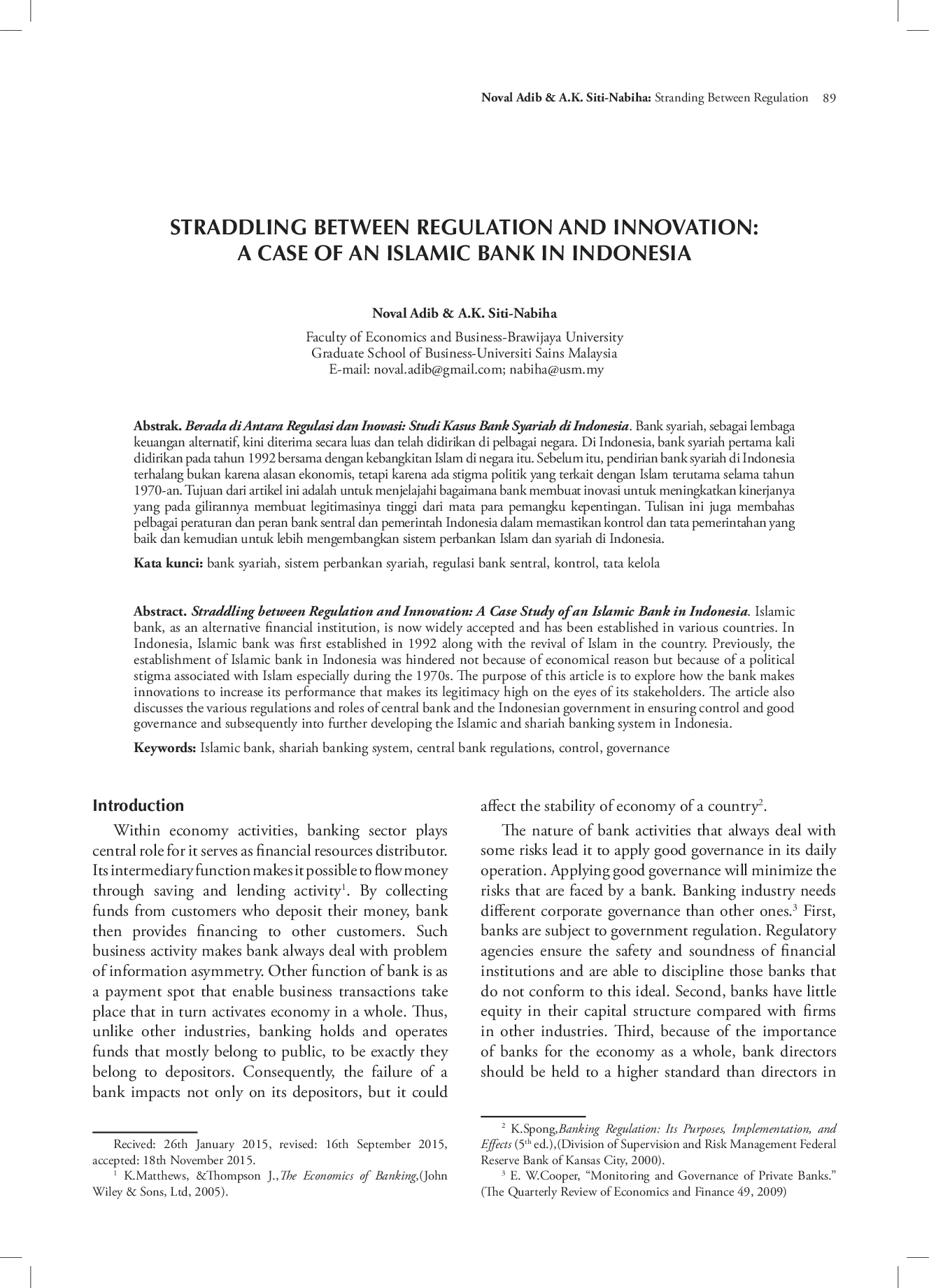 juris Straddling between Regulation and Innovation A Case Study of an Islamic Bank in Indonesia