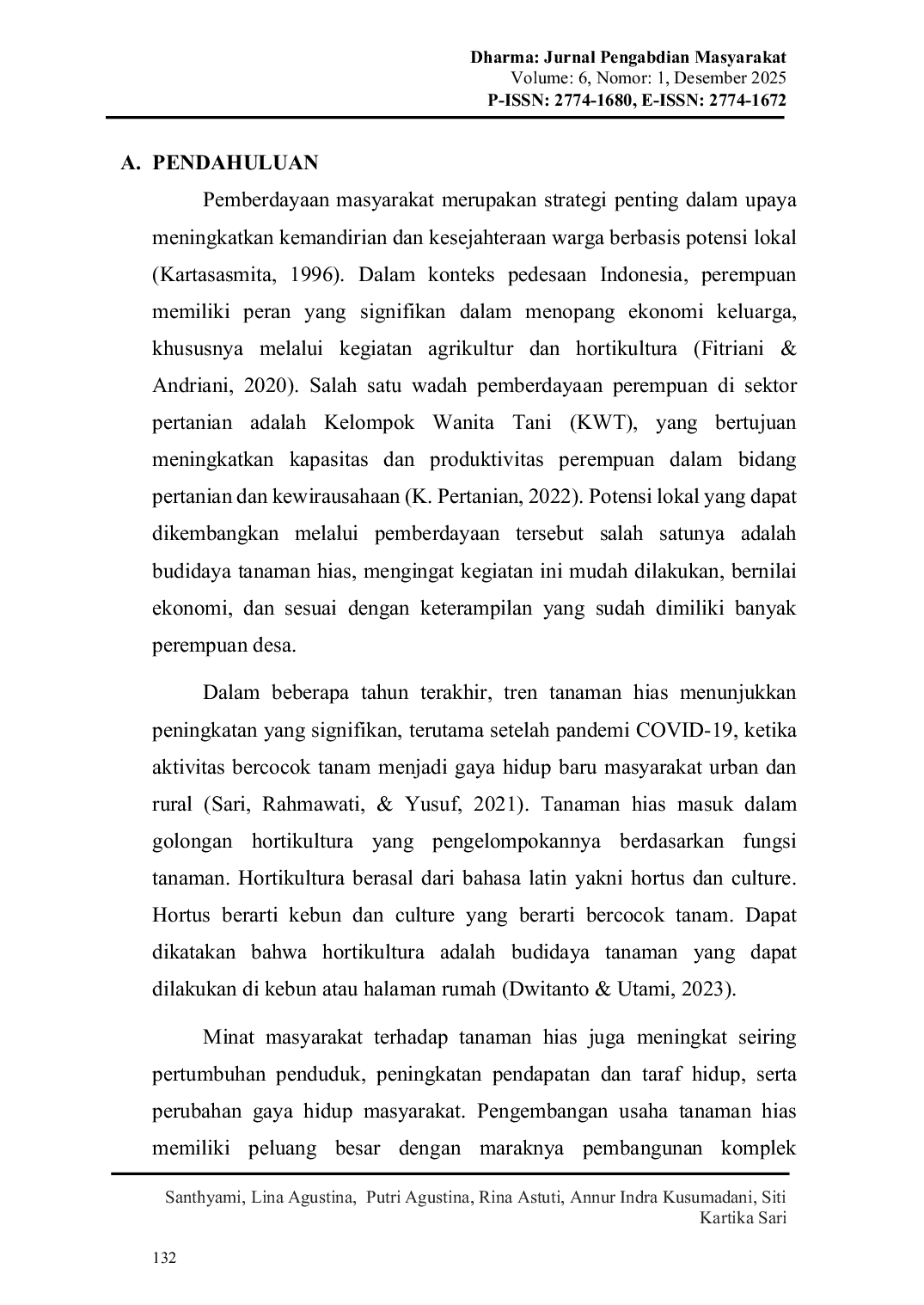 JURIS Pengembangan Keterampilan Budidaya Tanaman Hias Bagi Kelompok Wanita Tani Sebagai Upaya Mendukung Ekonomi Kreatif Desa