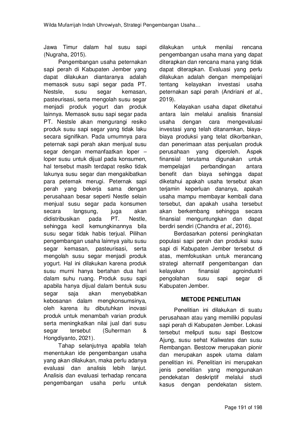 JURIS Strategi Pengembangan Usaha dan Agroindustri Susu Sapi Perah di Kabupaten Jember