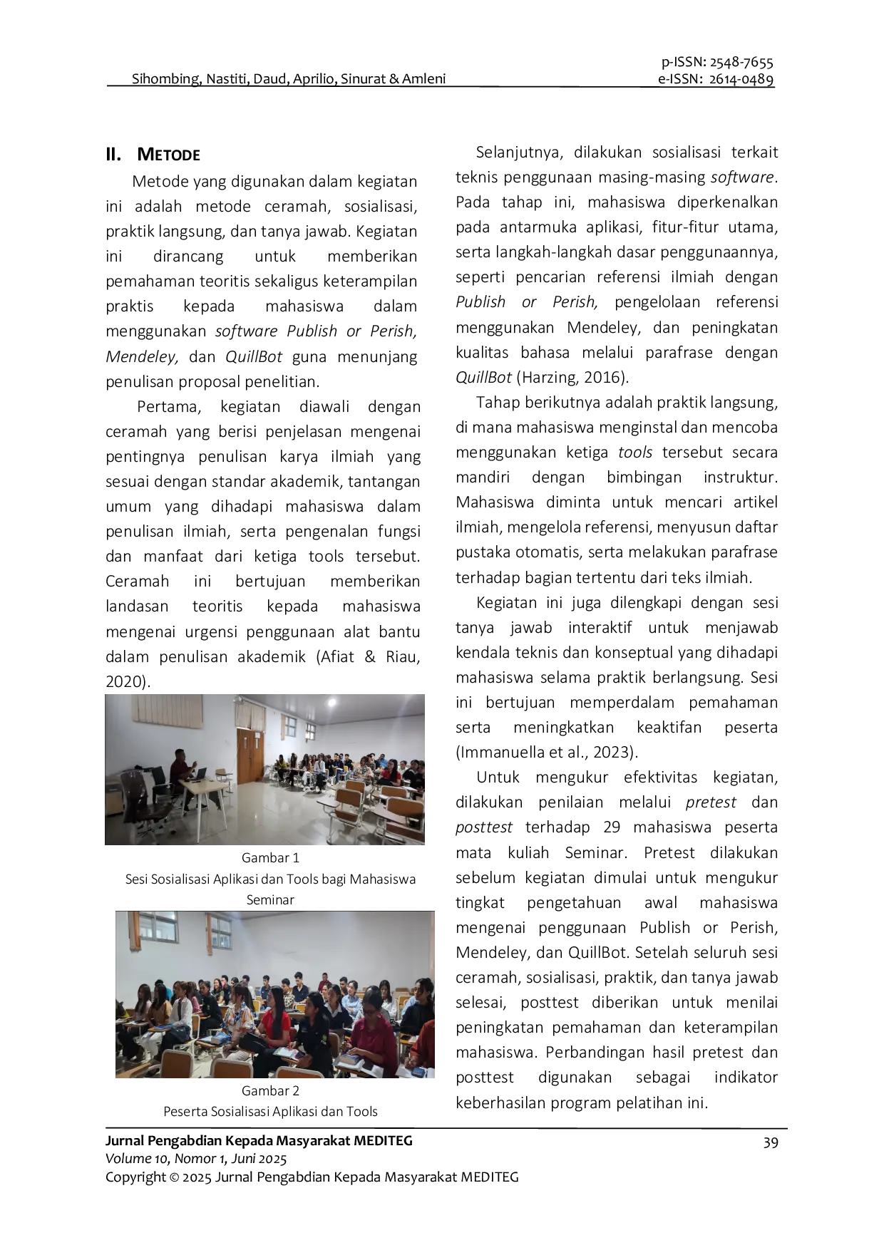 JURIS Optimalisasi Penulisan Karya Ilmiah dengan Software Publish or Perish Mendeley dan QuillBot di Fakultas Ekonomi UNDANA