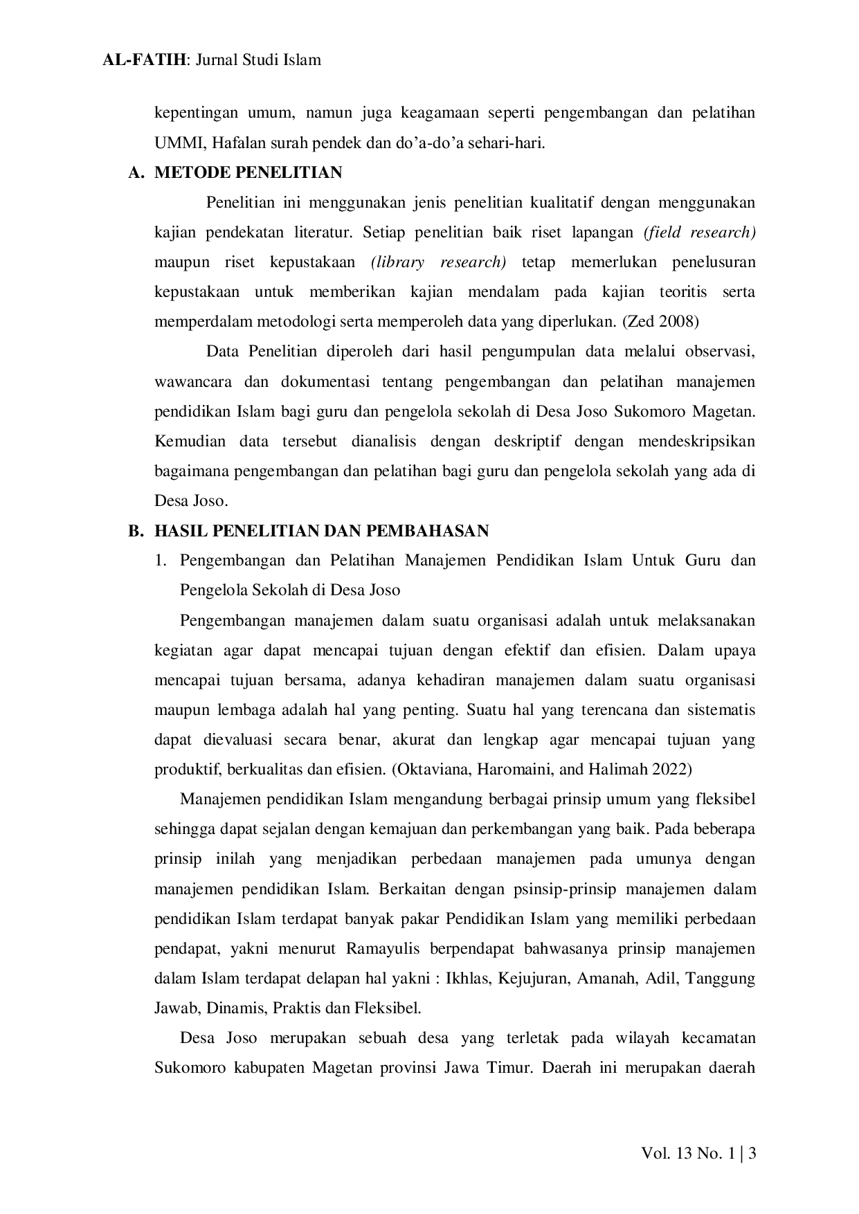 JURIS Pelatihan Manajemen Pendidikan Islam Bagi Kepala Sekolah dan Guru di Ra Al Syamsiyah Joso Panekan