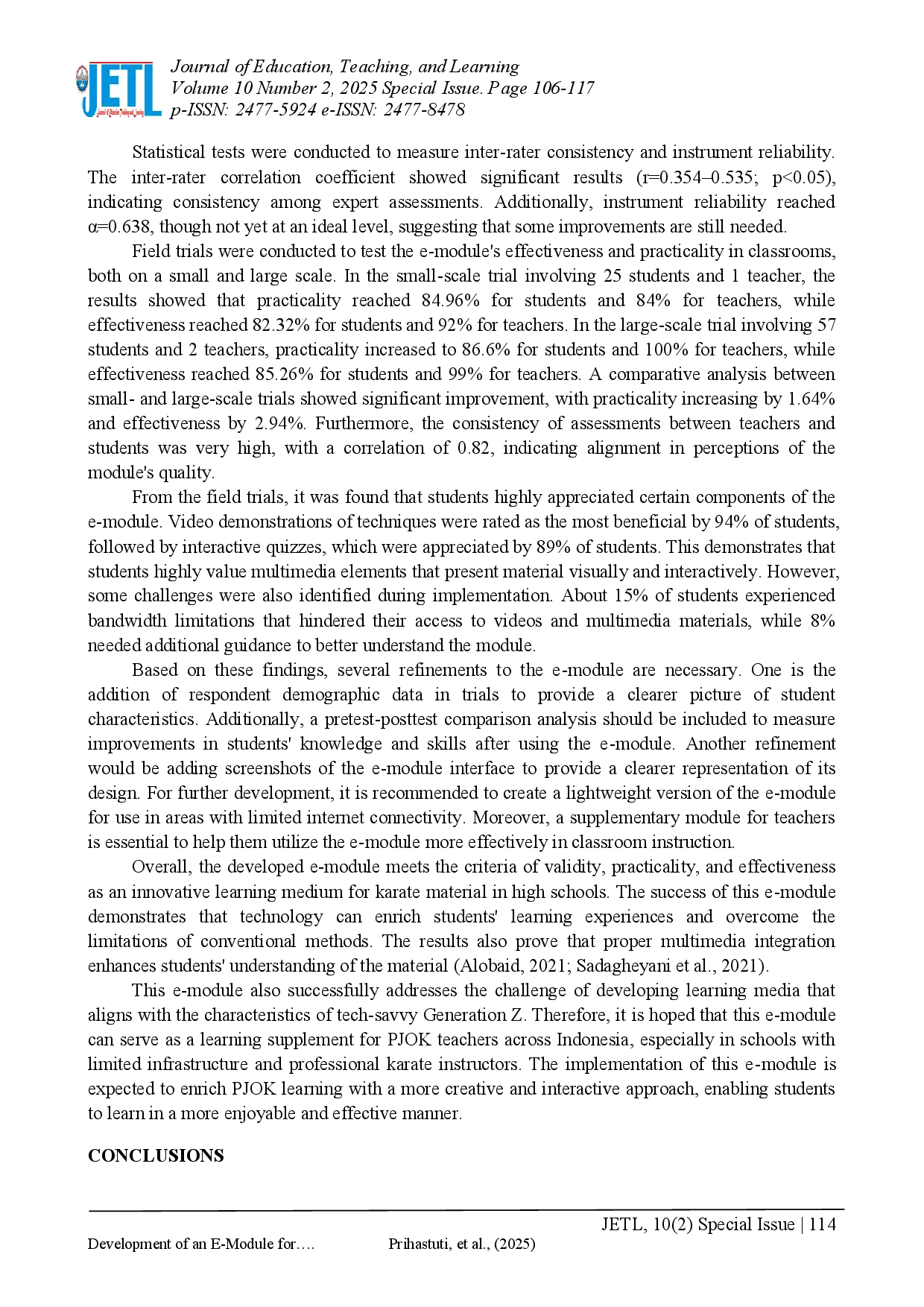juris Development of an E Module for Physical Education Sports and Health Learning in Martial Arts Karate for High School Students in Fase E