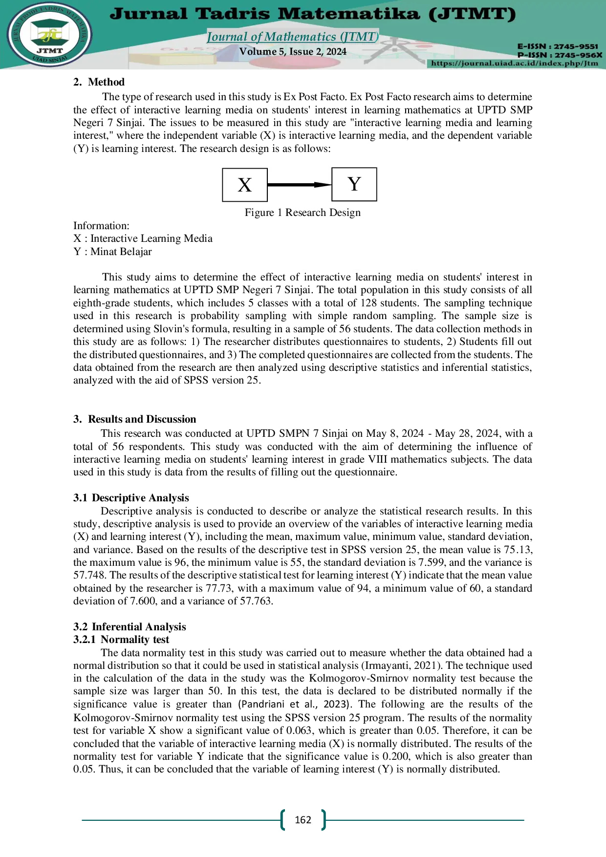 JURIS The Influence Of Interactive Learning Media On Mathematics Learning Interest In Students Of Uptd Smpn 7 Sinjai
