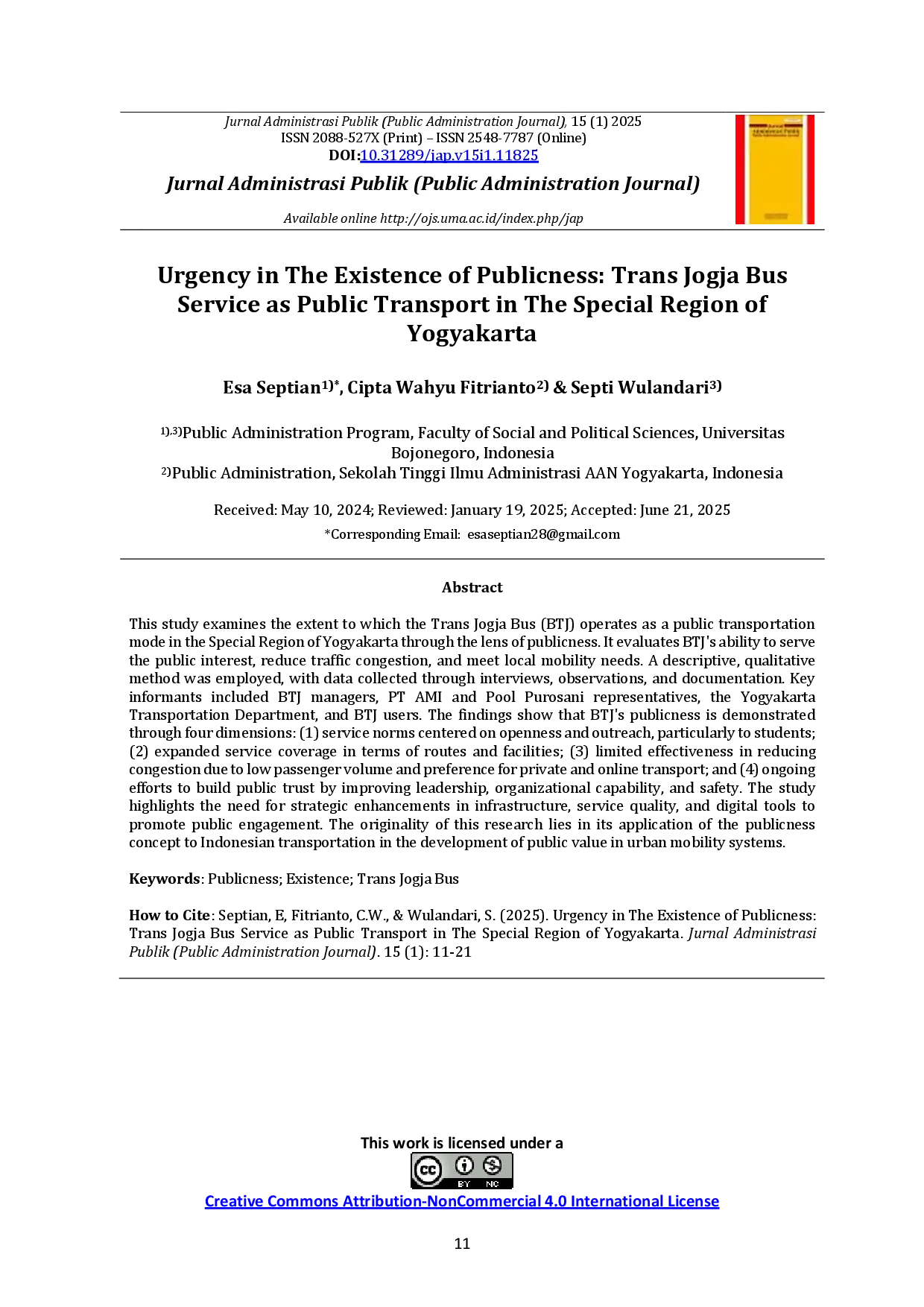 juris Urgency in The Existence of Publicness Trans Jogja Bus Service as Public Transport in The Special Region of Yogyakarta