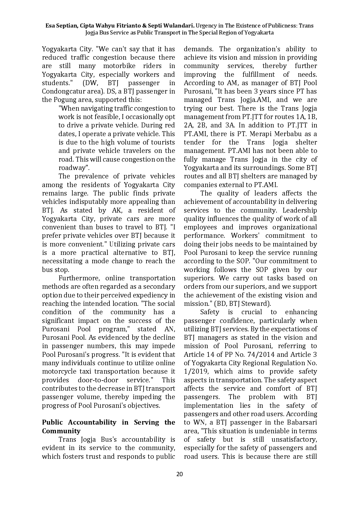 juris Urgency in The Existence of Publicness Trans Jogja Bus Service as Public Transport in The Special Region of Yogyakarta