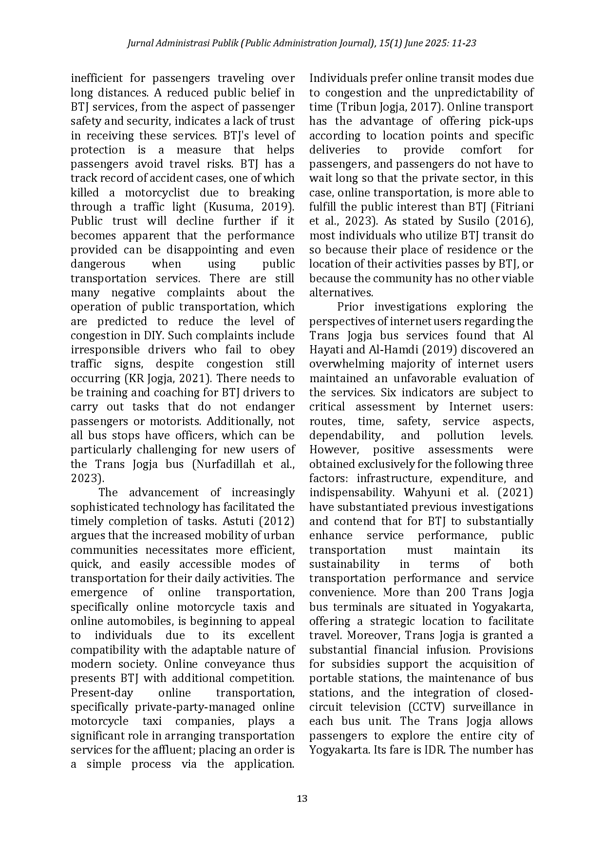 juris Urgency in The Existence of Publicness Trans Jogja Bus Service as Public Transport in The Special Region of Yogyakarta