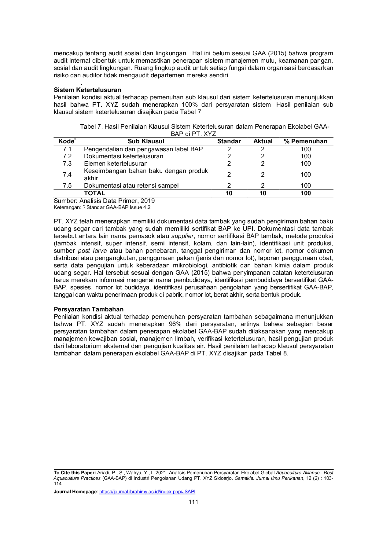 JURIS Analisis Pemenuhan Persyaratan Ekolabel Global Aquaculture Alliance Best Aquaculture Practices GAA BAP di Industri Pengolahan Udang PT XYZ Sidoarjo