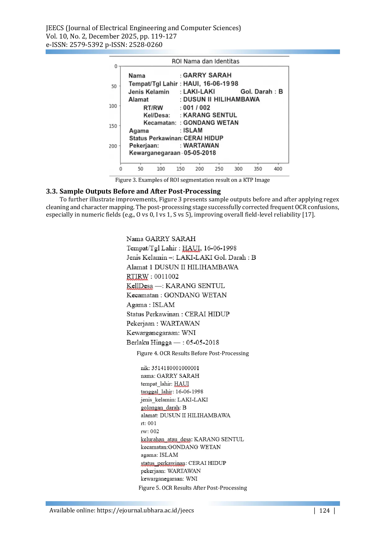 JURIS Enhancing OCR Accuracy on Indonesian ID Cards Using Dual Pipeline Tesseract and Post Processing
