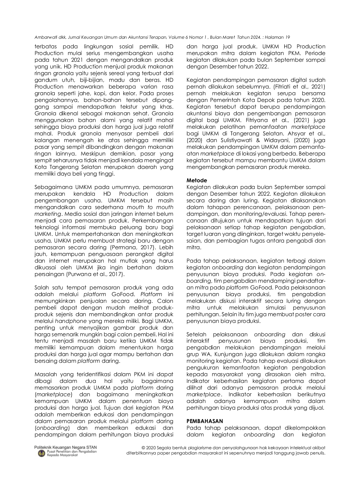 JURIS Pendampingan Pengembangan Kapasitas Bisnis Usaha Mikro Kecil dan Menengah HD Production Dapur HD Bintaro di Kota Tangerang Selatan