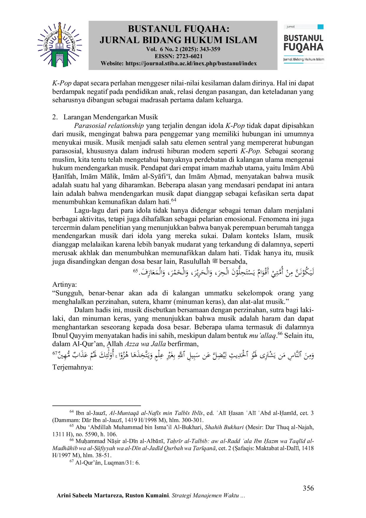 JURIS Strategi Manajemen Waktu Ibu Rumah Tangga dengan Parasocial Relationship dalam Perspektif Syariat Islam Time Management Strategies of Homemaker Women with Parasocial Relationships in the Perspective