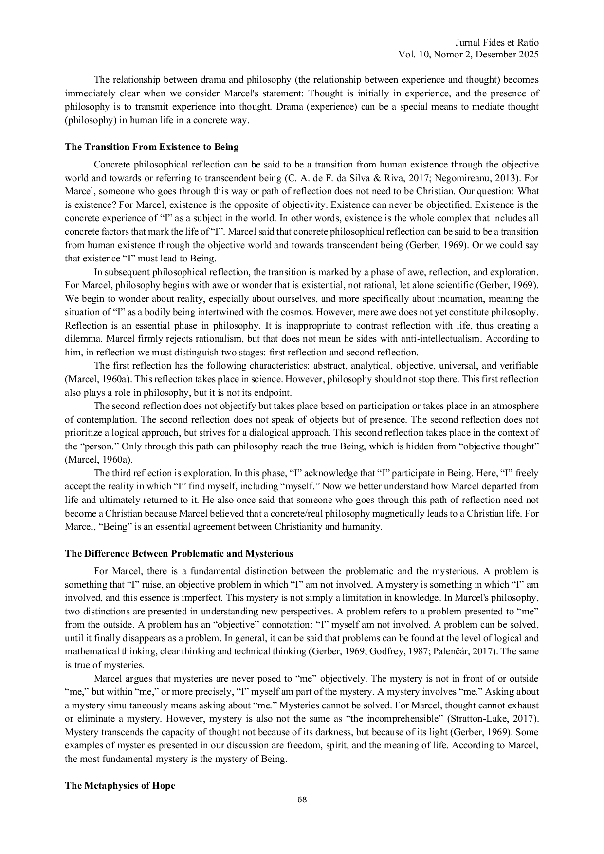 JURIS The Metaphysical Concept Of The Dayak Kanayatn People In Terms Of Sabaya Diri Based On The Philosophy Of Gabriel Marcel
