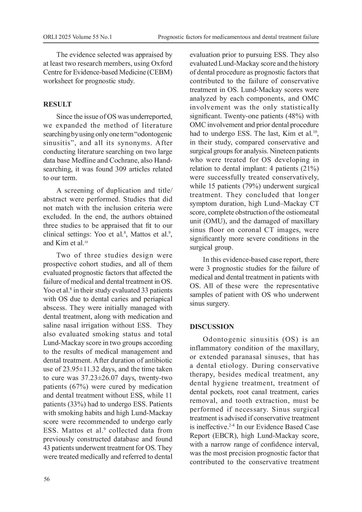 JURIS Prognostic Factors For Medicamentous And Dental Treatment Failure