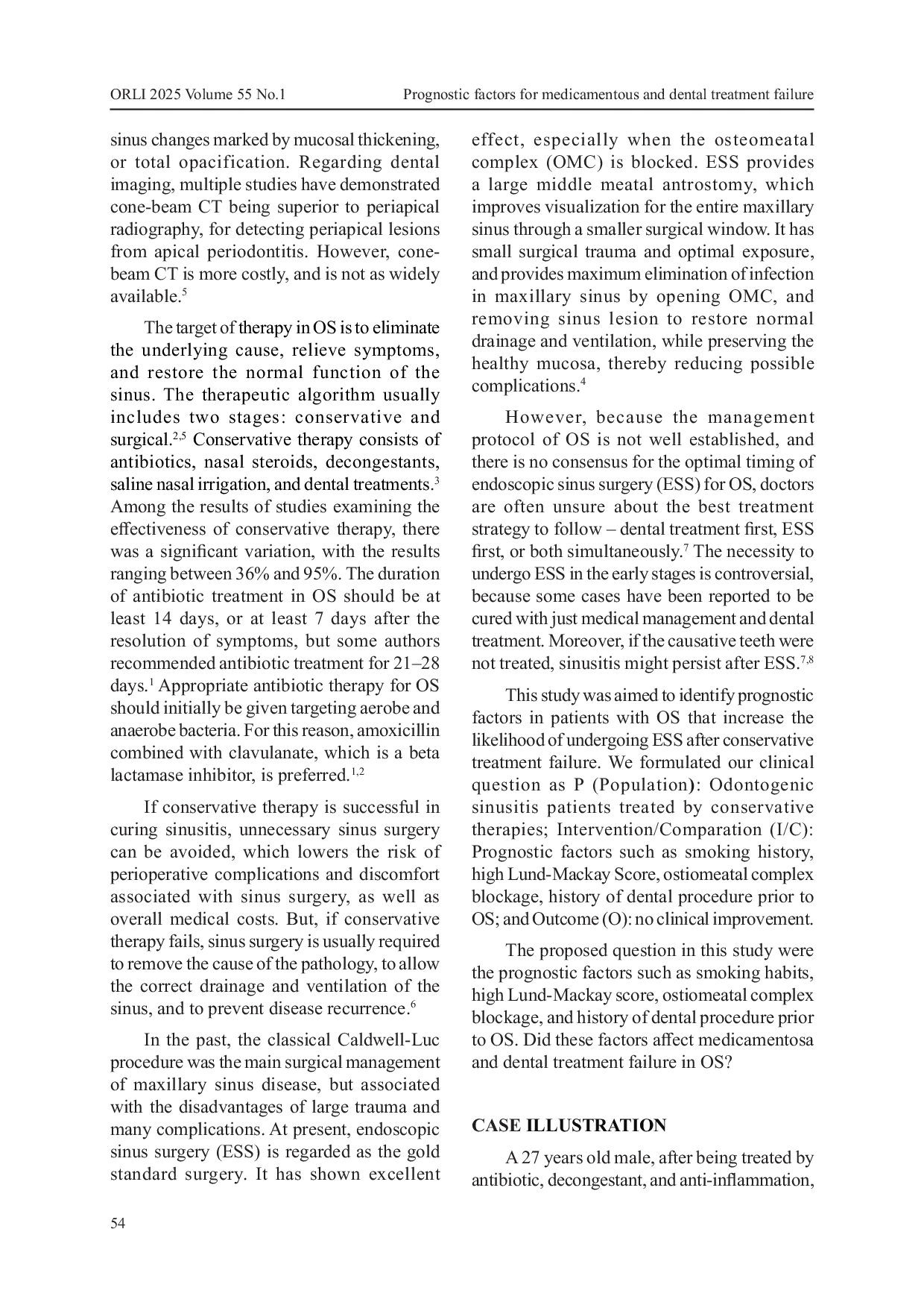 JURIS Prognostic Factors For Medicamentous And Dental Treatment Failure