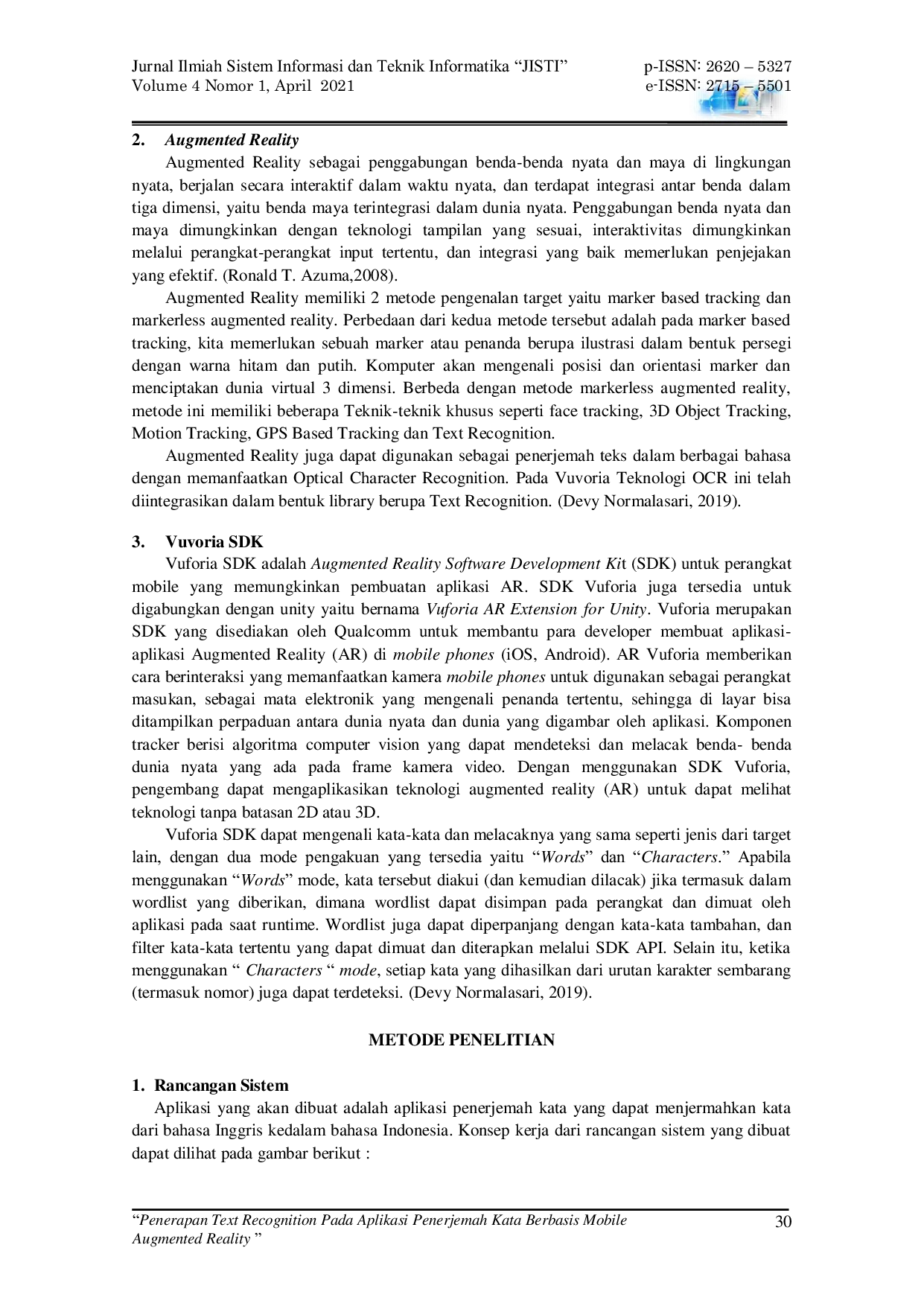 JURIS Penerapan Text Recognition Pada Aplikasi Penerjemah Kata Berbasis Mobile Augmented Reality