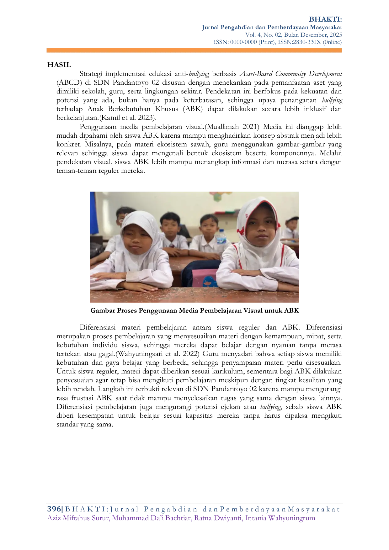 JURIS Penguatan Edukasi Anti Bullying dalam Konteks Permasalahan Anak Berkebutuhan Khusus ABK di SDN Pandantoyo 02
