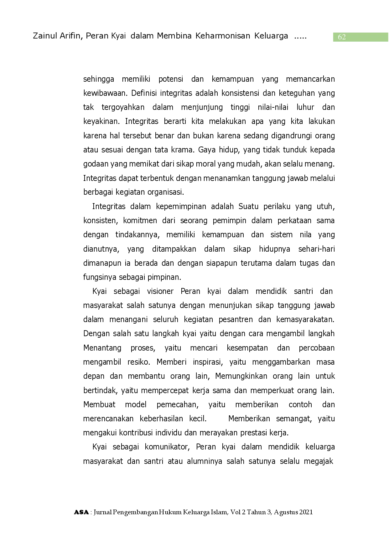 juris Peran Kyai Dalam Membina Keharmonisan Keluarga Pondok Pesantren