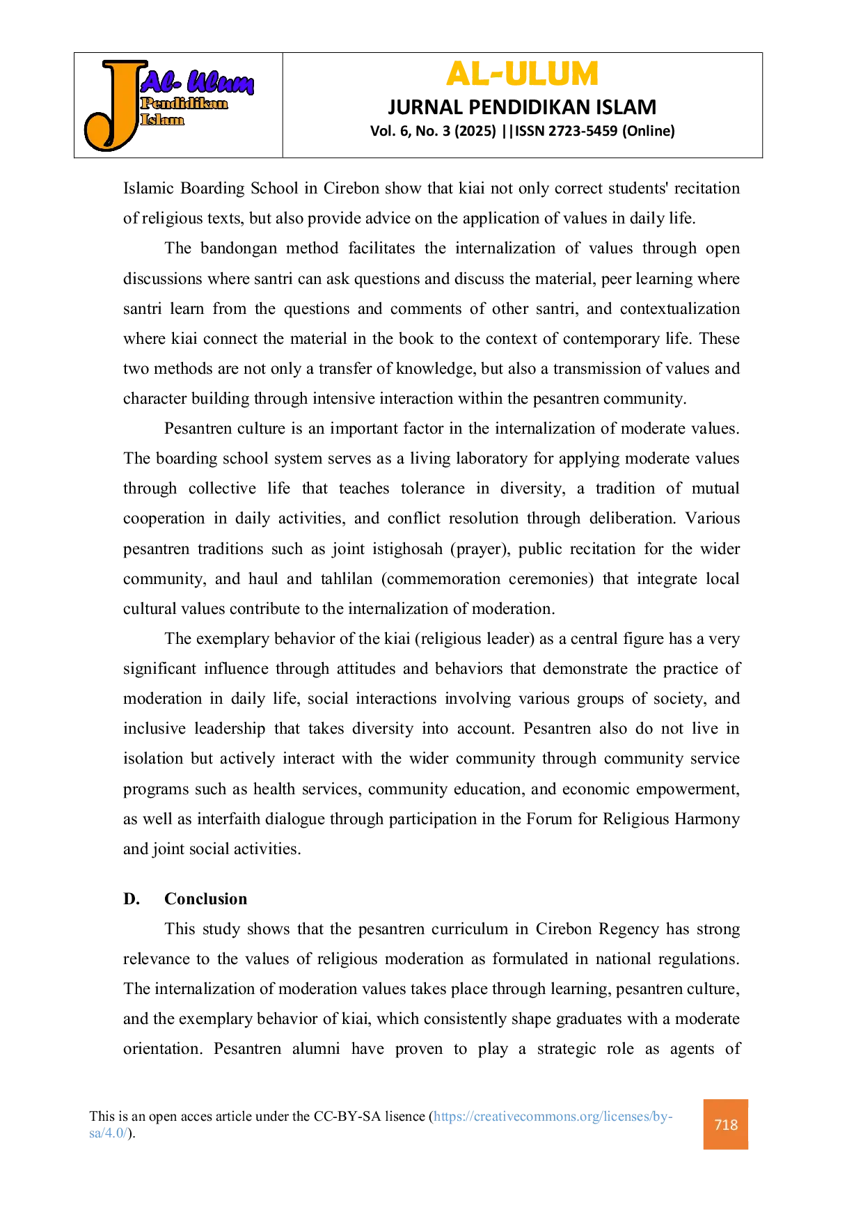 JURIS The Relevance of Islamic Boarding School Curriculum to Religious Moderation Based on the Decree of the Director General of Islamic Education No 7272 of 2019 and Its Impact on the Religious Life of th