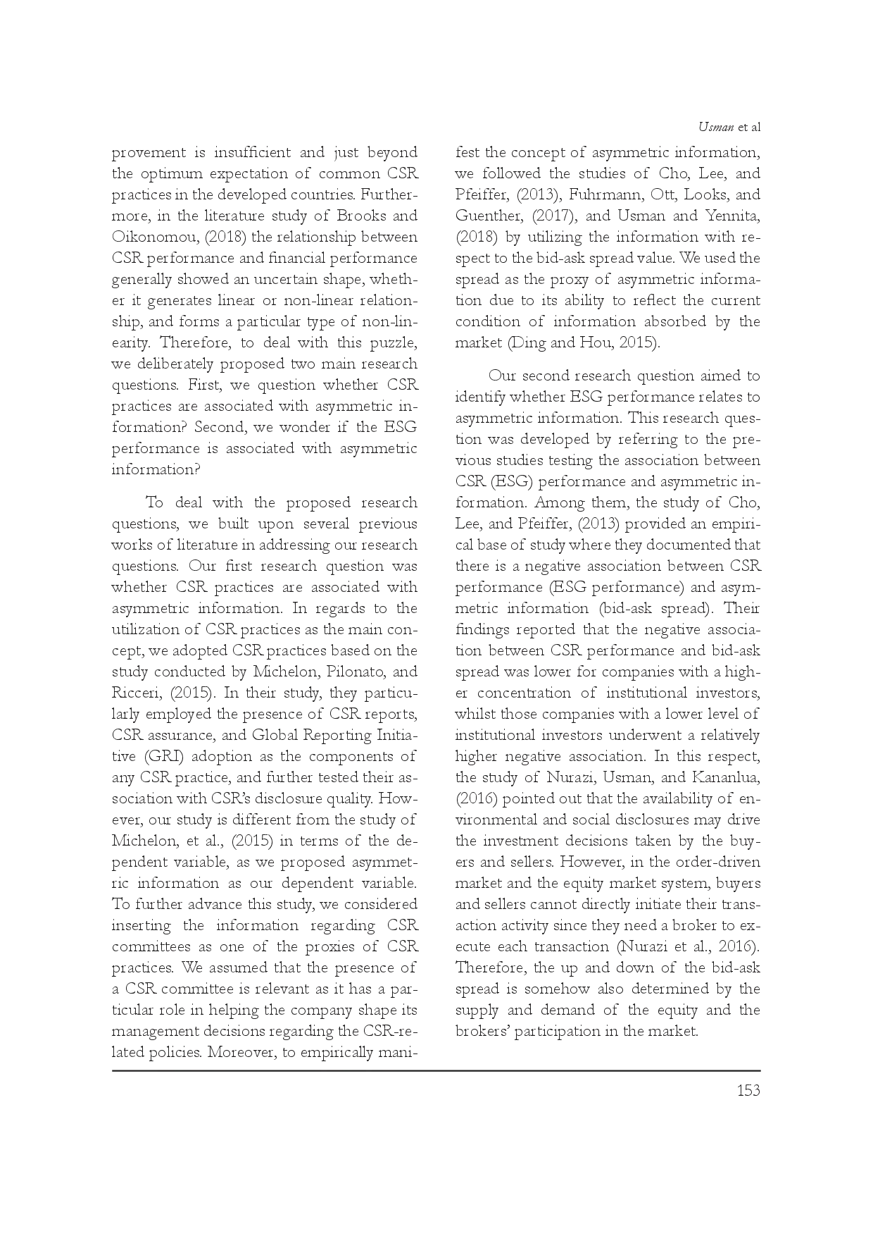 juris On the Nexus Between CSR Practices ESG Performance and Asymmetric information