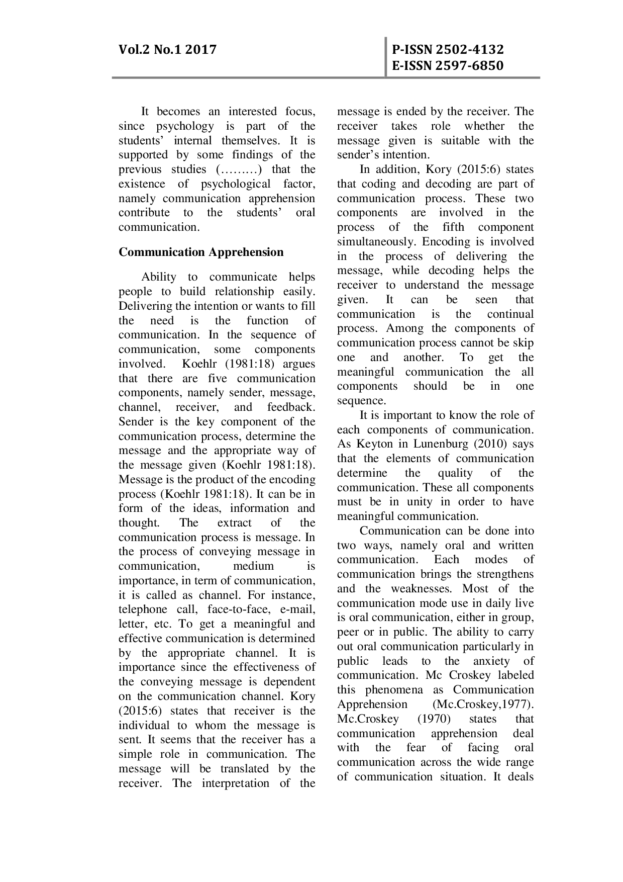 JURIS Factors Causes Oral Communication Apprehension Of English Department Students In Presentation Class At Riau Islamic University