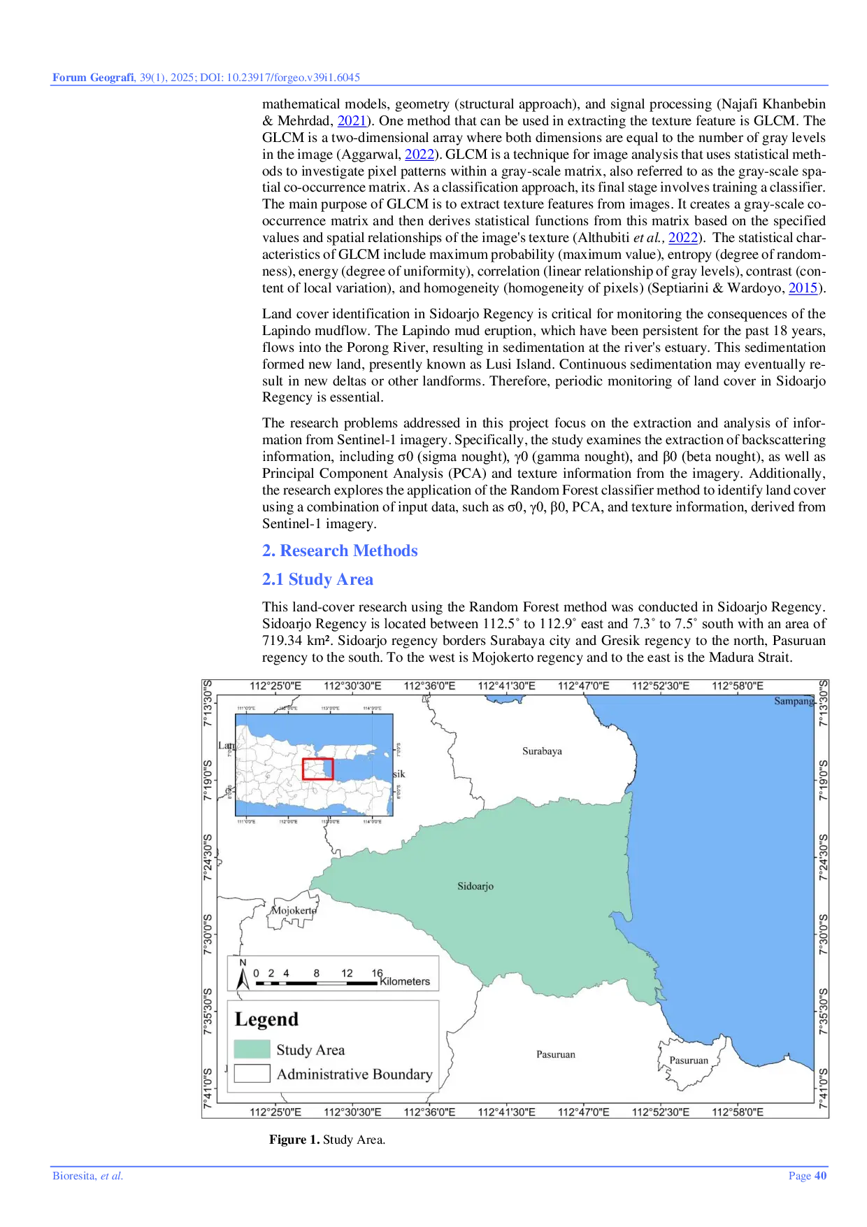 JURIS Integration of Texture and PCA Information from Sentinel 1 SAR Data for Land Cover Analysis using Random Forest Classifier Method in Sidoarjo Regency Indonesia