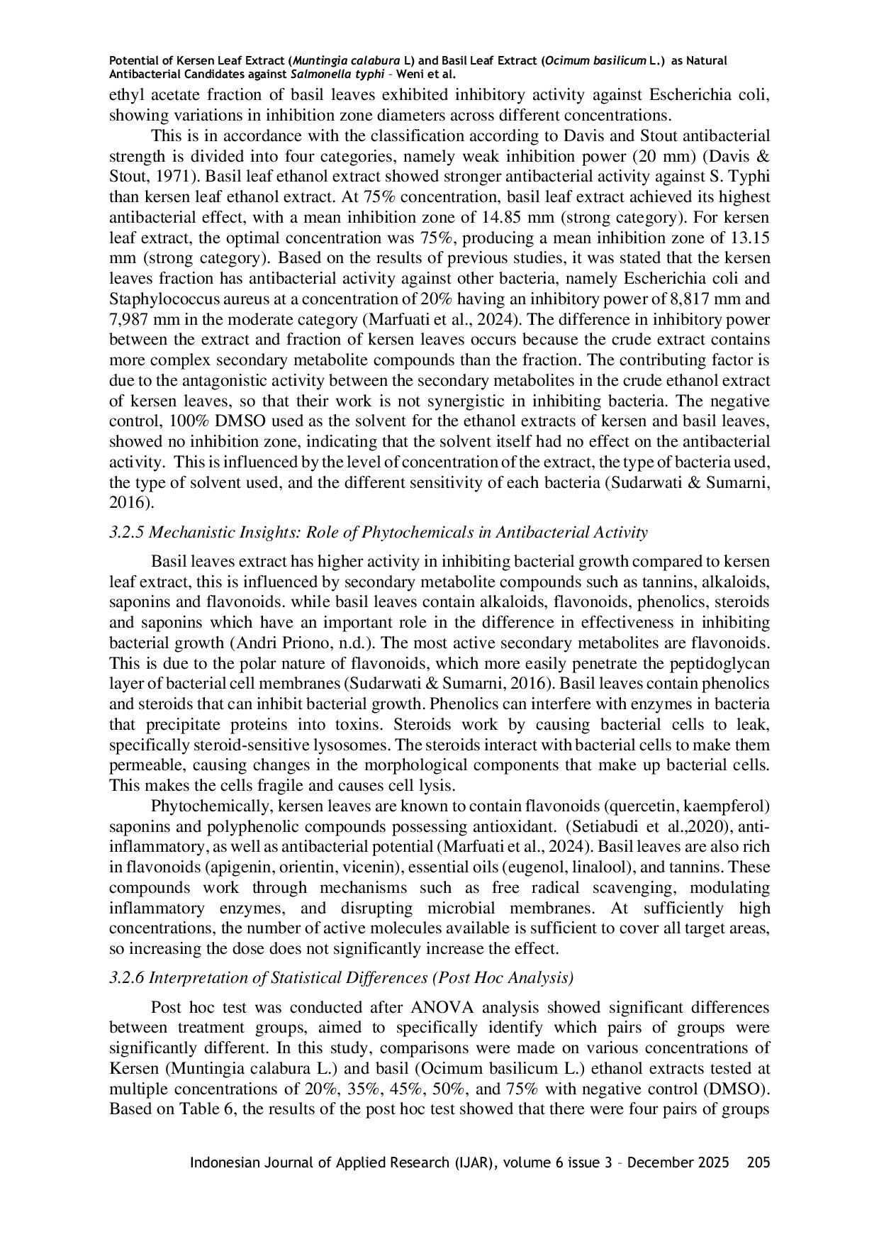 JURIS Potential of Kersen Leaf Extract Muntingia calabura L and Basil Leaf Extract Ocimum basilicum L as Natural Antibacterial Candidates against Salmonella typhi
