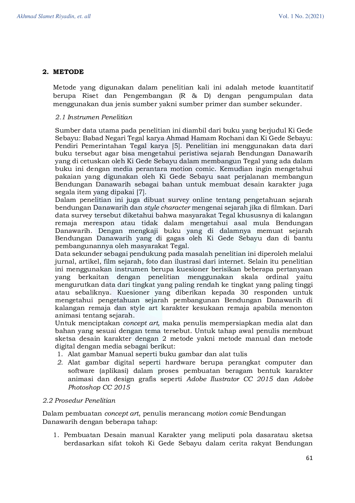 JURIS Concept Art Pada Motion Comic Bendungan Danawarih Untuk Pengenalan Sejarah Lokal Kepada Remaja SMA SMK