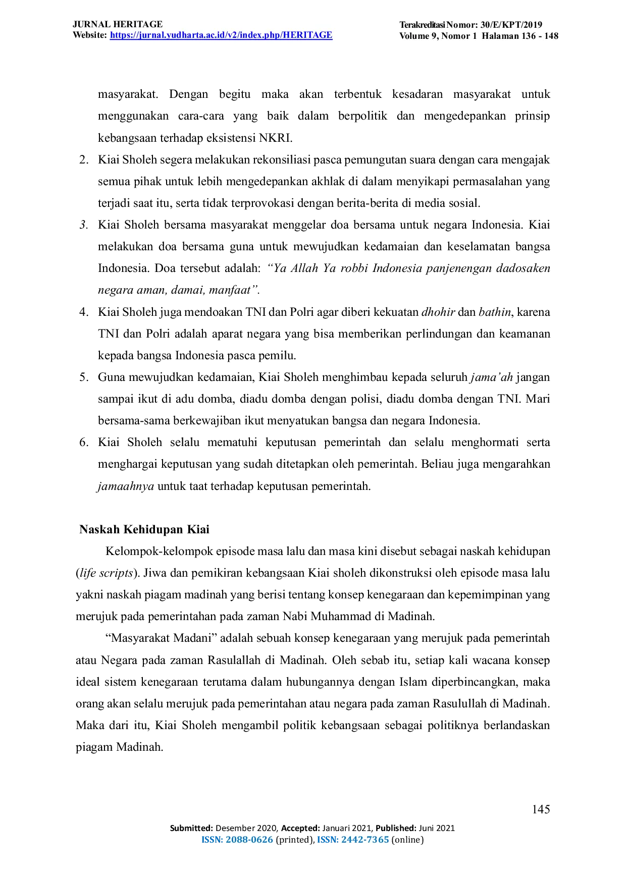 JURIS Pesan Politik Kebangsaan Sebagai Rekonsiliasi Kiai Pasca Pesta Demokrasi Dalam Perspektif Coordinated Management of Meaning CMM