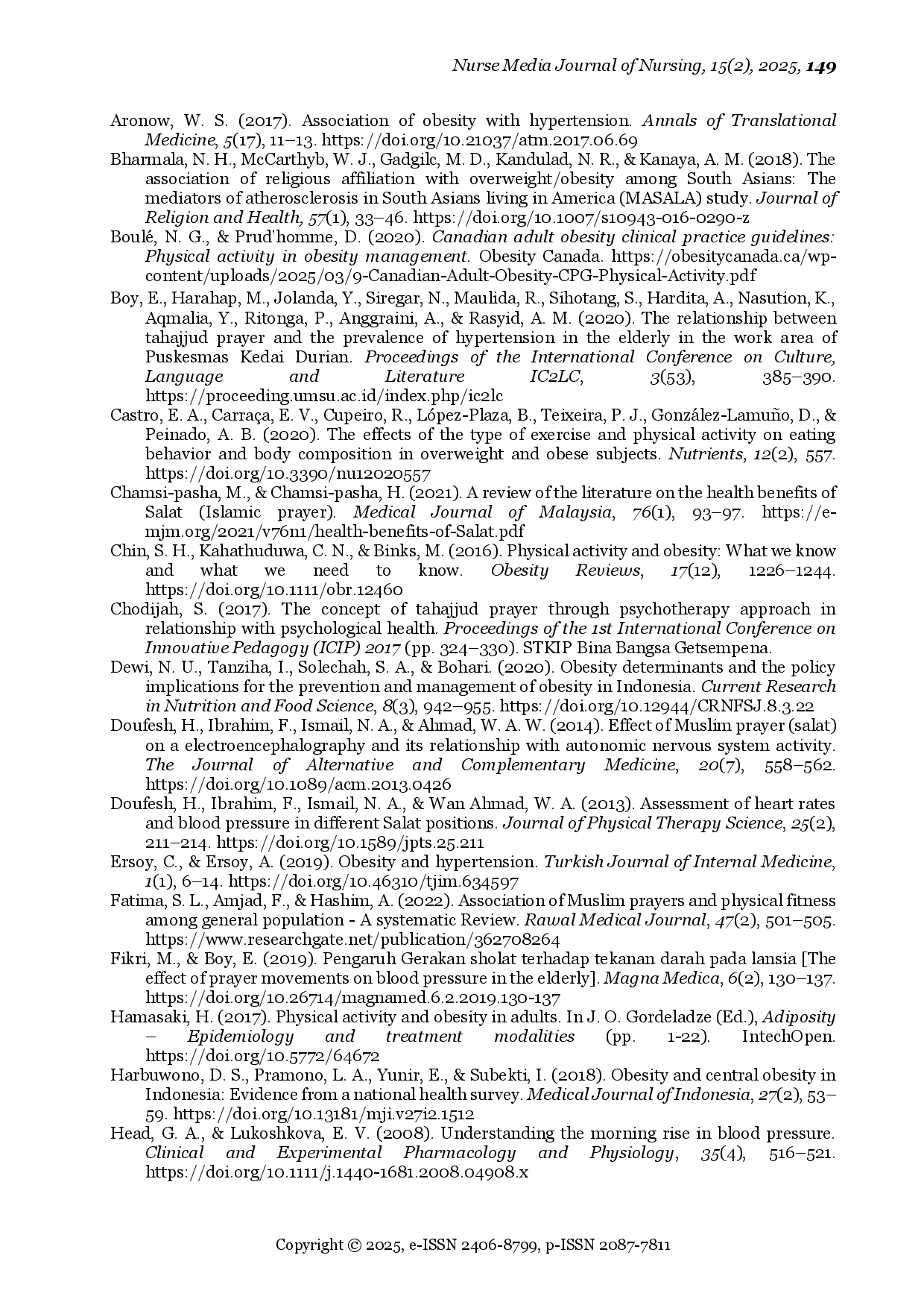 juris Tahajjud Prayer and Its Association with Anthropometric and Blood Pressure Parameters in Young Adults A Cross Sectional Study