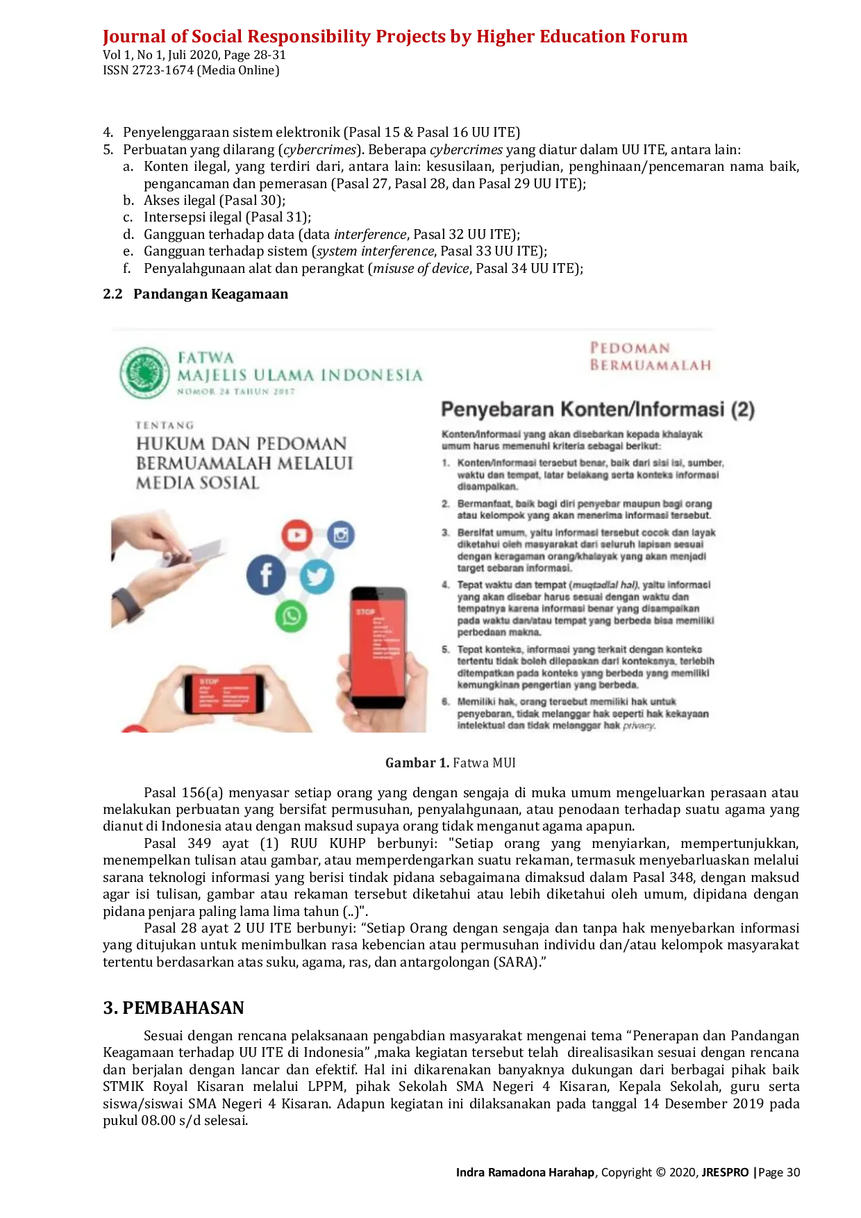 JURIS Penerapan dan Pandangan Keagamaan Terhadap Undang Undang ITE di Indonesia