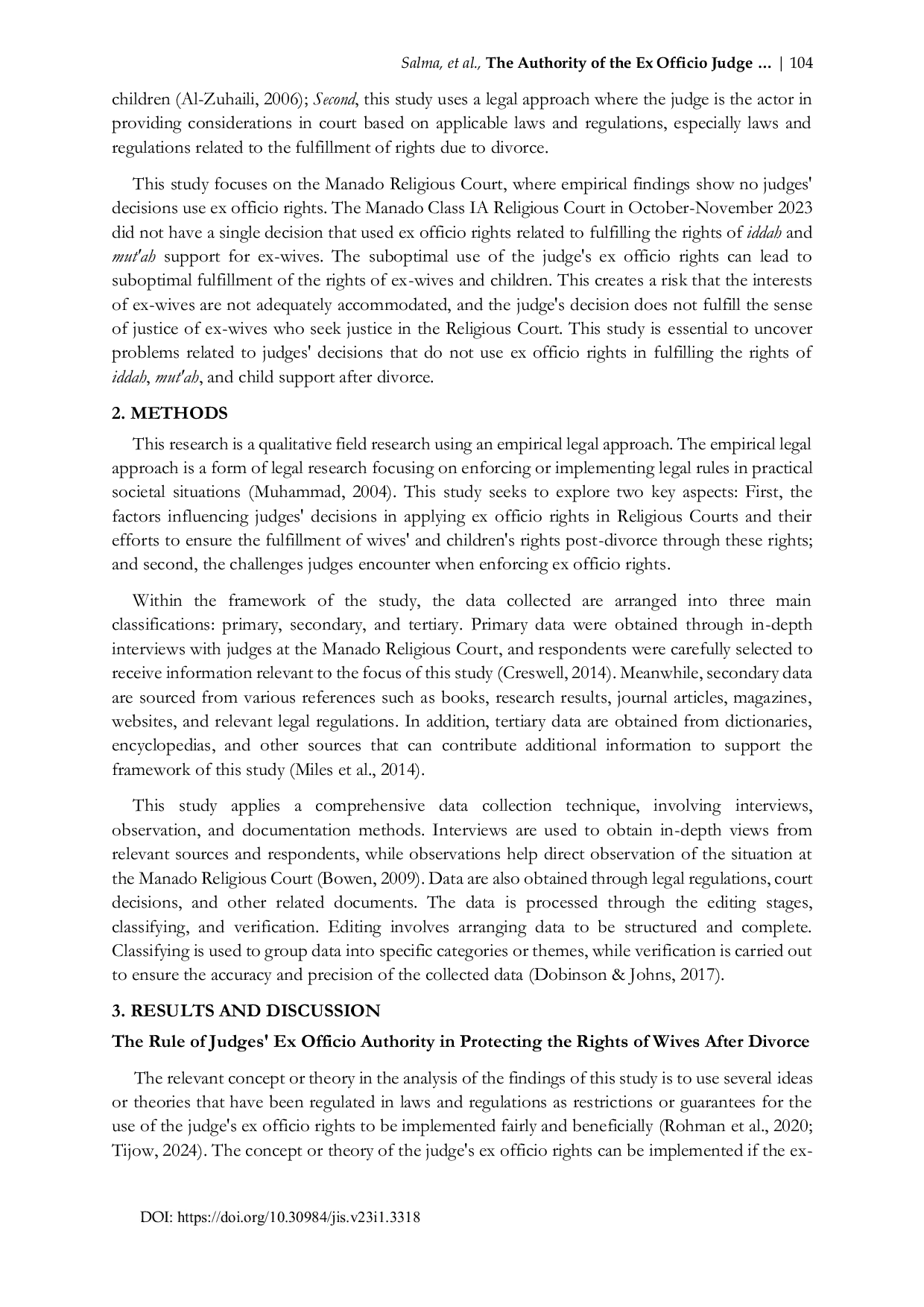 JURIS The Authority of Ex Officio Judges in Protecting Women s and Children s Rights Post Divorce at the Manado Religious Court