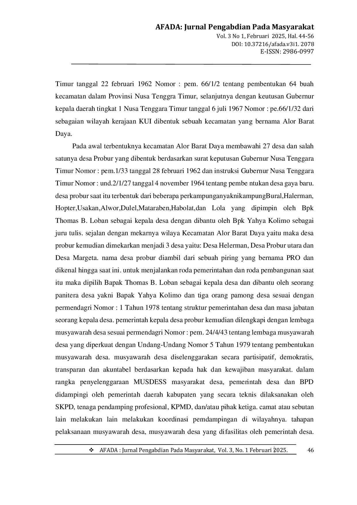 JURIS Sejarah Pemerintahan Desa Probur Kecamatan Alor Barat Daya