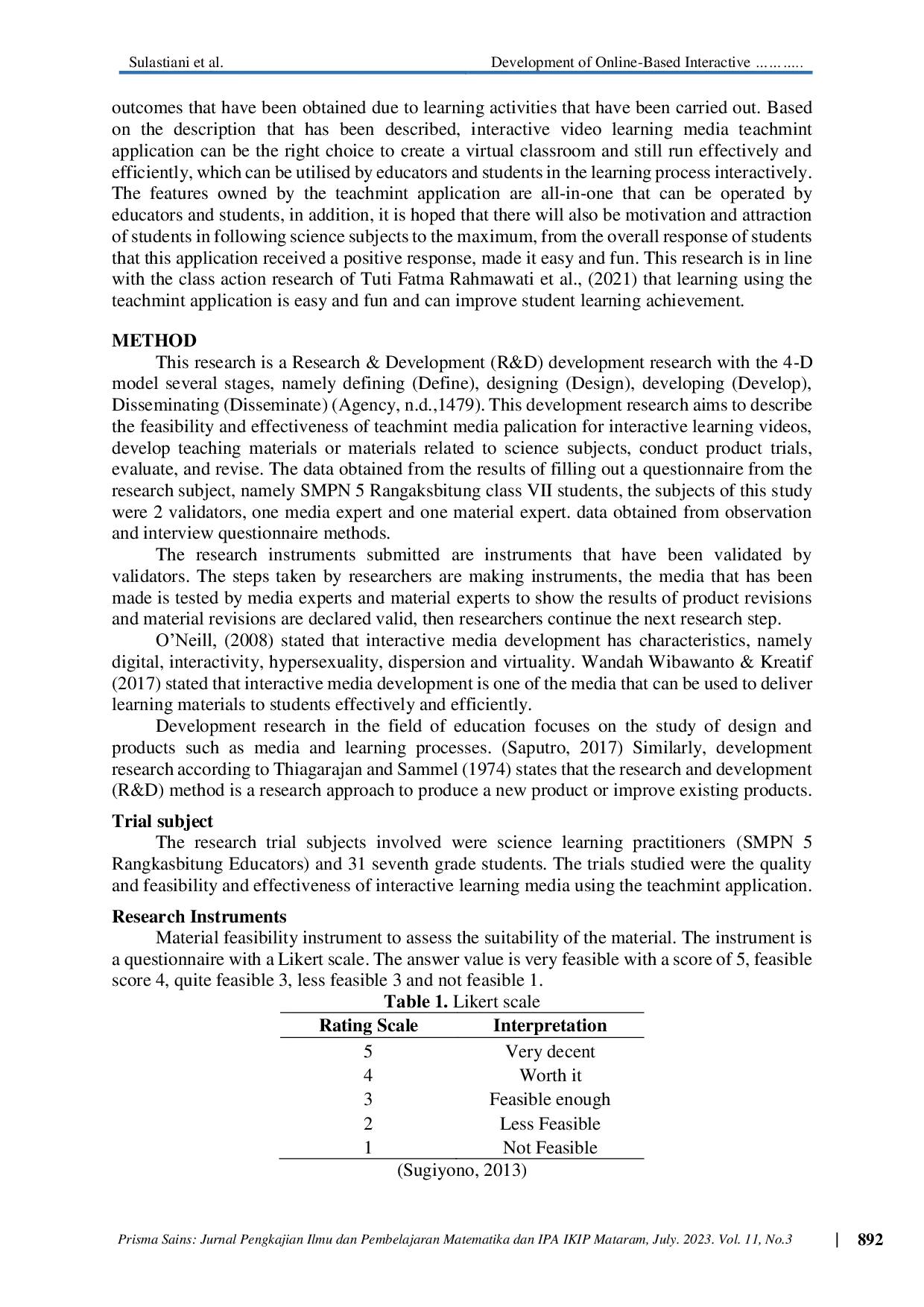 JURIS Development of Online Based Interactive Video Media using Teachmint Application for Natural Science Learning