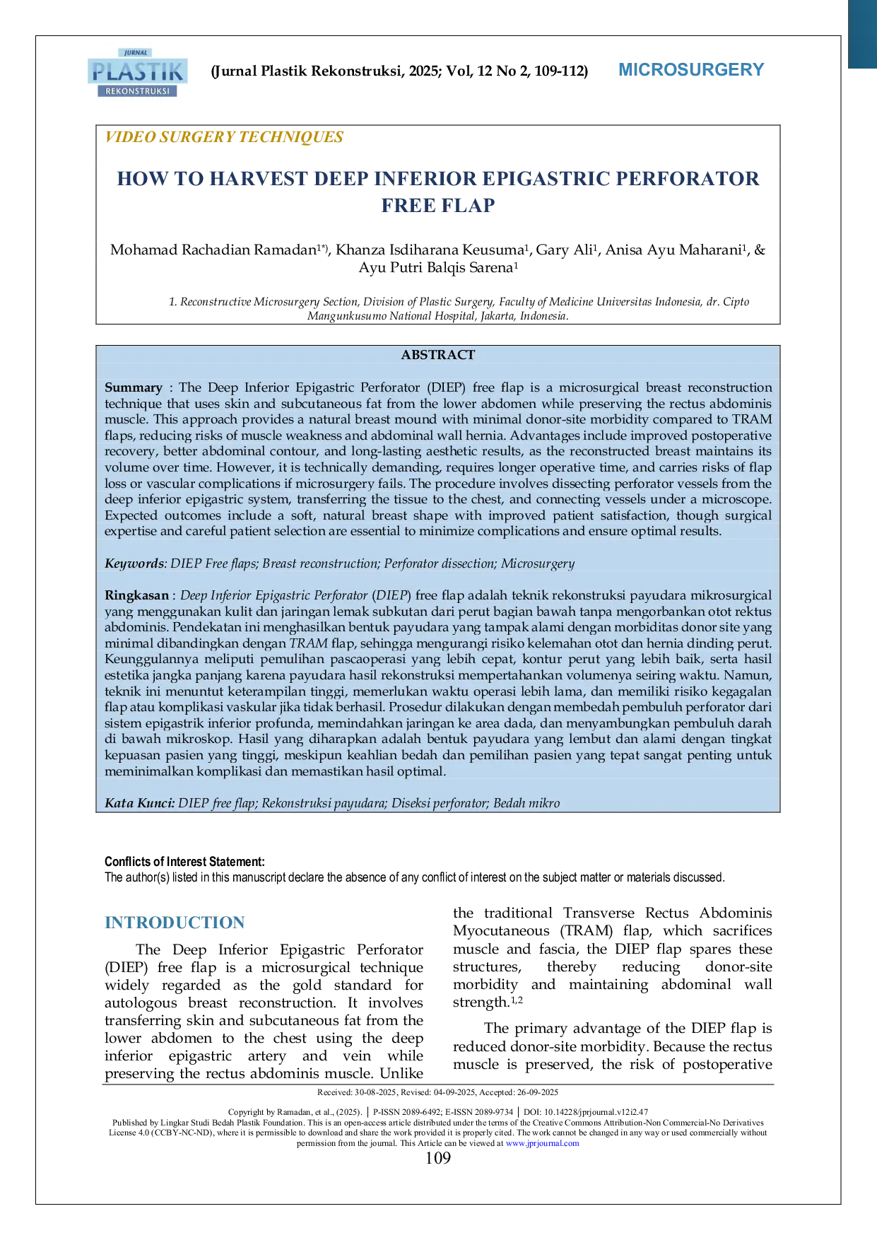 JURIS How to Harvest Deep Inferior Epigastric Perforator Free Flap