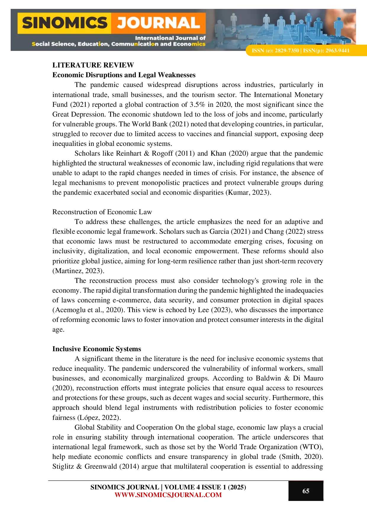 JURIS Reconstructing the Post Pandemic Economic Legal Framework Perspectives on Global Recovery and Stability