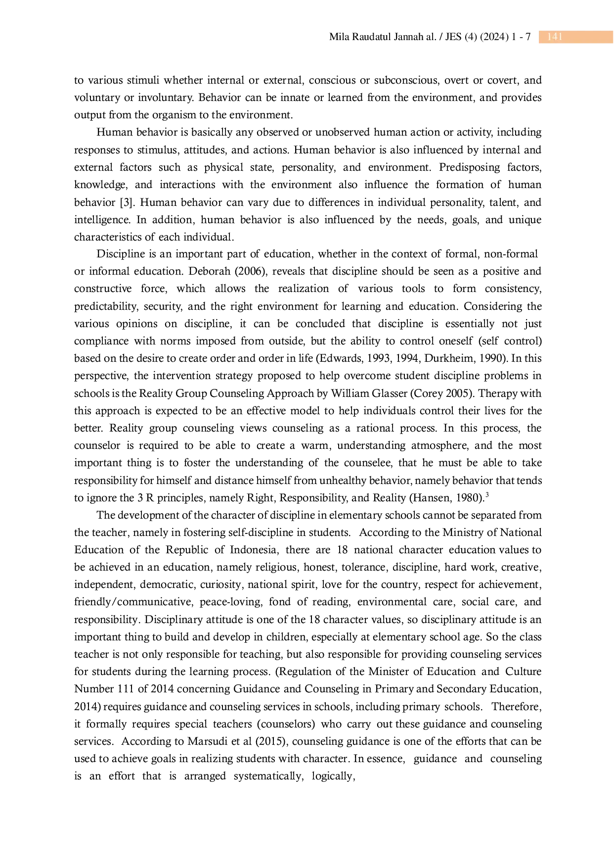 JURIS The Role of Educators in the Counseling Guidance Program with Student Disciplinary Behavior