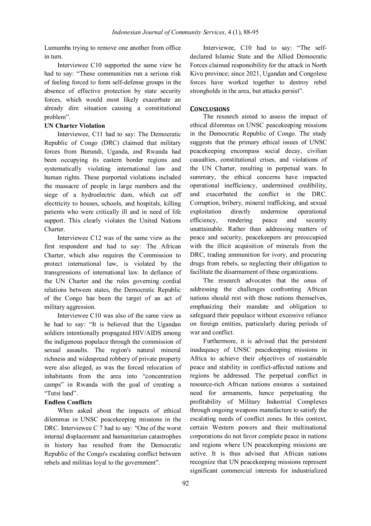 JURIS Dampak Etis Dari Misi Penjaga Perdamaian Dewan Keamanan Pbb Di Afrika