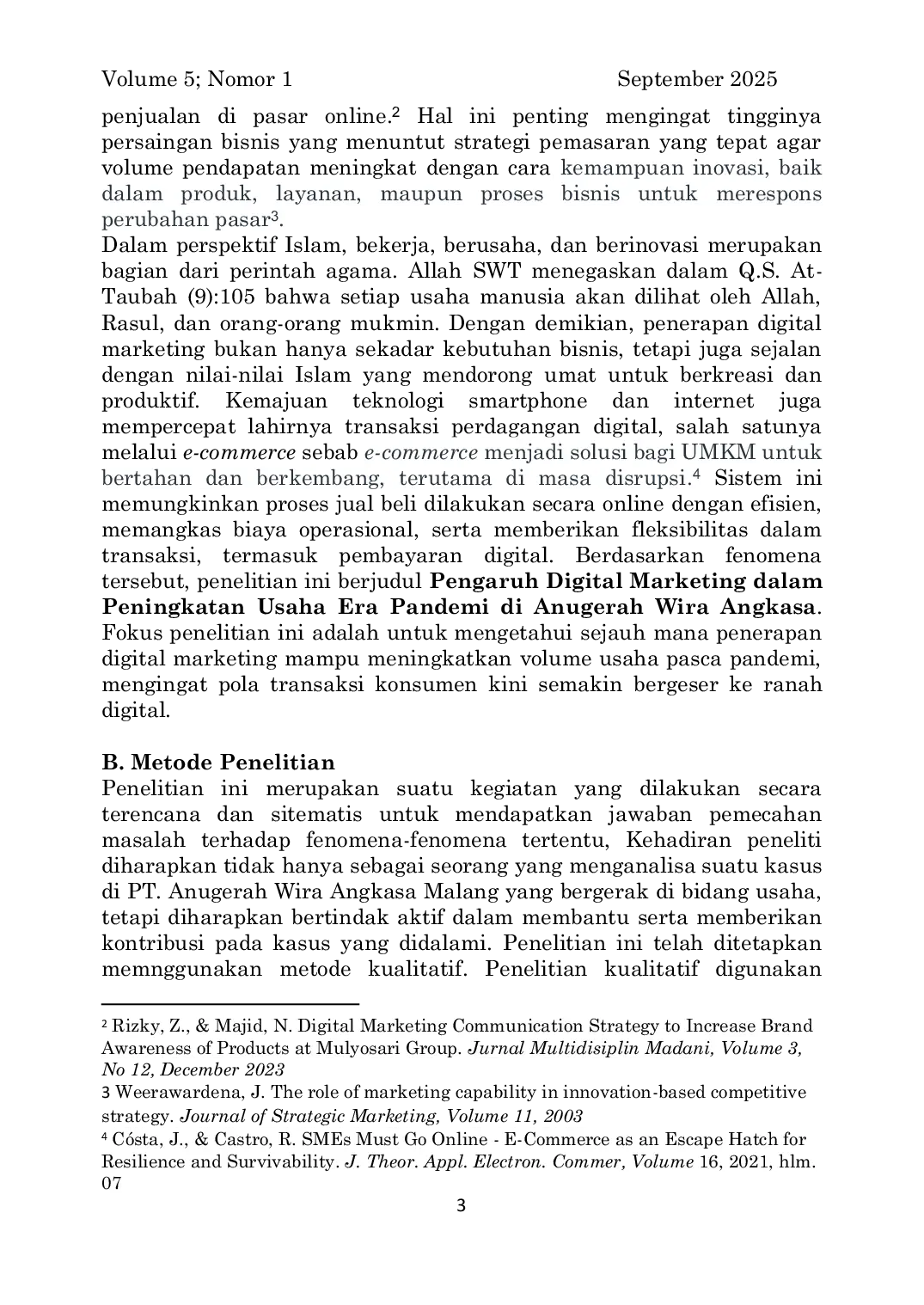 JURIS Digital Marketing sebagai Upaya meningkatan Usaha di Anugerah Wira Angkasa