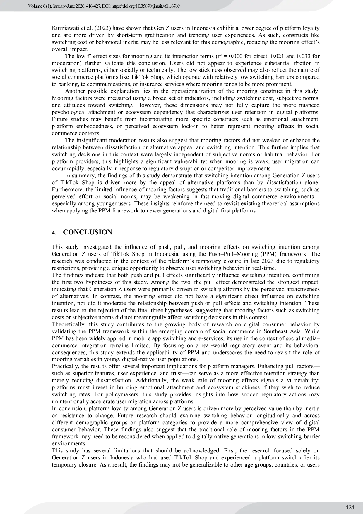 JURIS Push Pull And Mooring Effects on Gen Z s Switching Intention in TikTok Shop