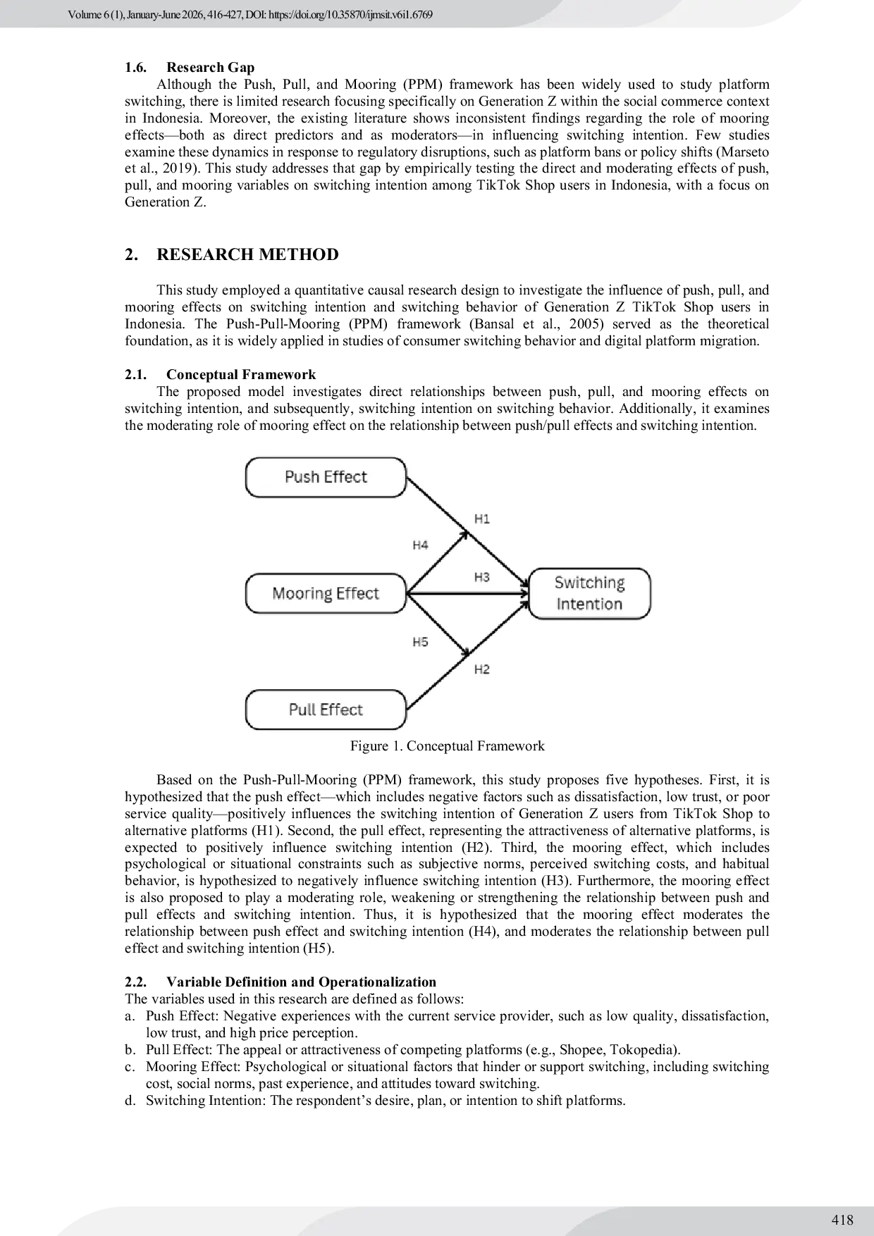 JURIS Push Pull And Mooring Effects on Gen Z s Switching Intention in TikTok Shop
