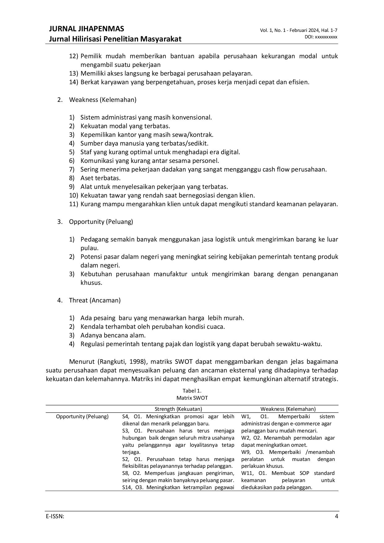 JURIS Strategi Perbaikan Kinerja Operasional Melalui Analisa SWOT