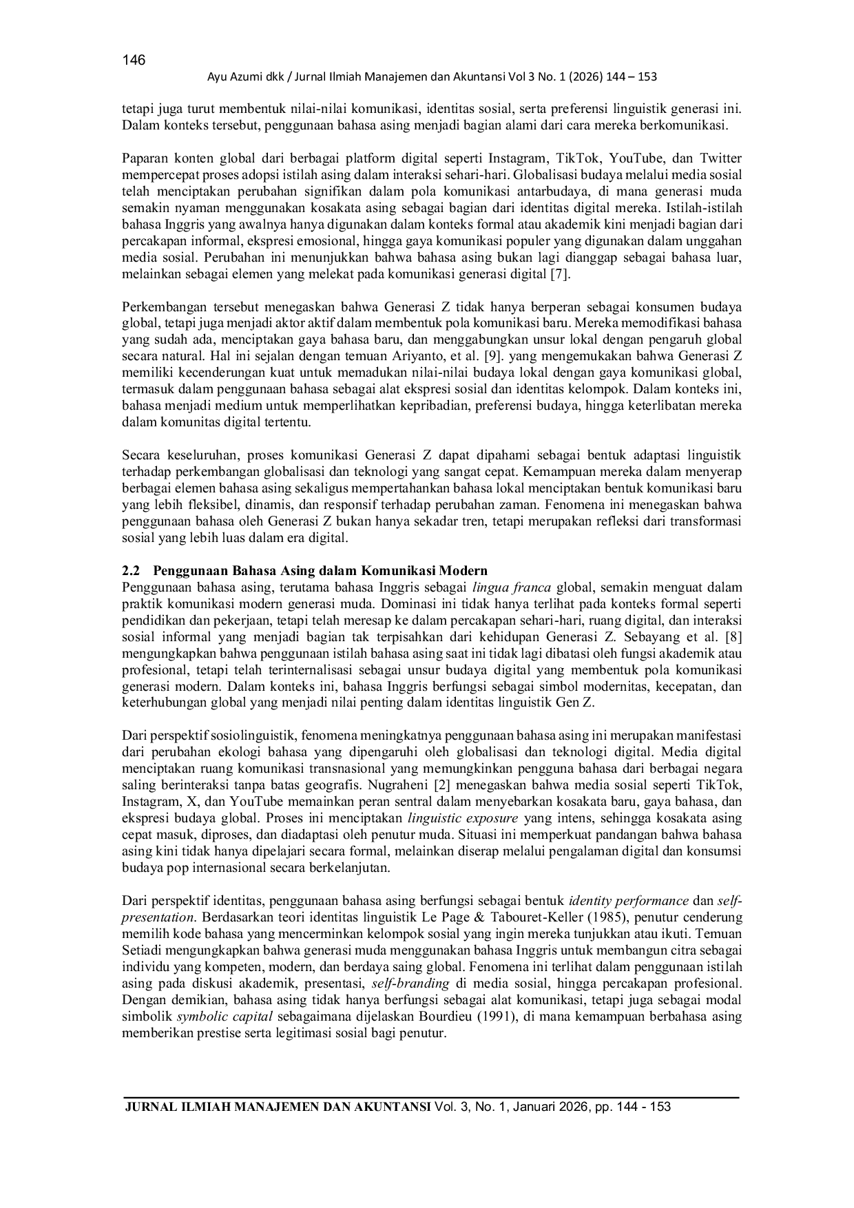 JURIS Pengaruh Penggunaan Bahasa Asing Terhadap Komunikasi GEN Z