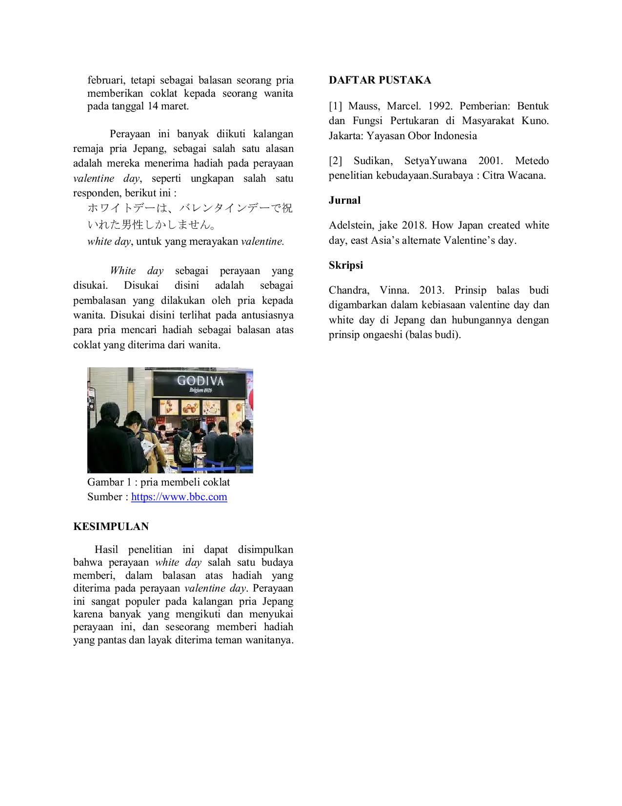 JURIS Perayaan White Day Pada Kalangan Remaja Jepang Dewasa Ini