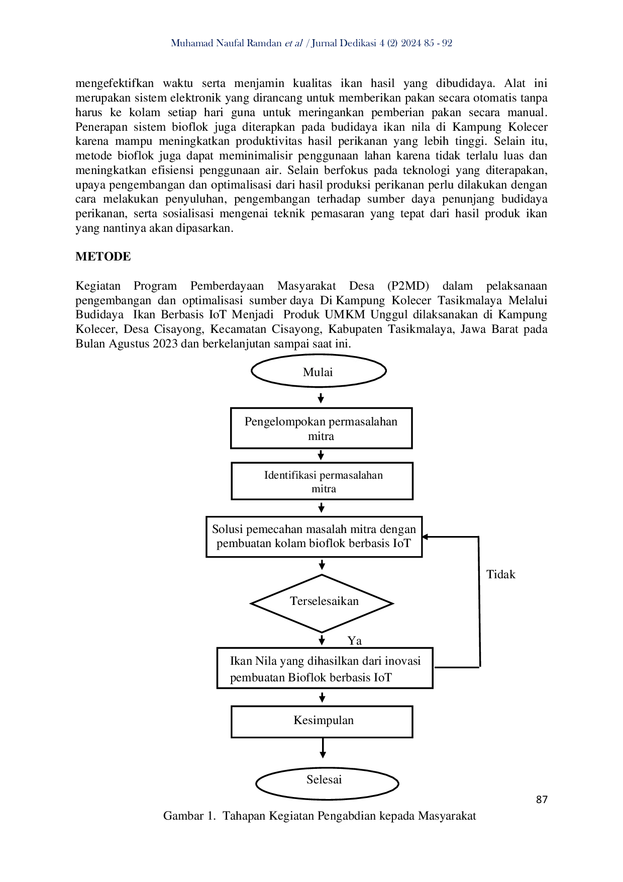 JURIS Pengembangan Dan Optimalisasi Sumber Daya Di Kampung Kolecer Tasikmalaya Melalui Budidaya Ikan Berbasis IoT Menjadi Produk UMKM Unggul