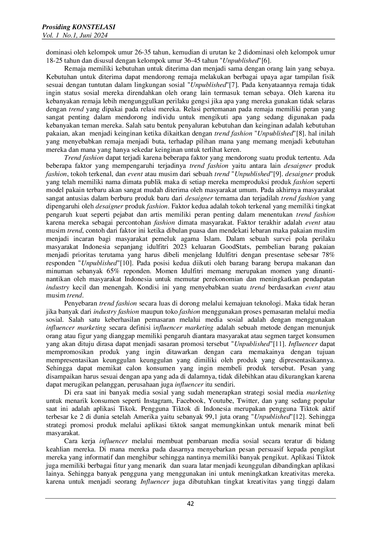 juris Pengaruh Hedonisme Marketing Influencer dan Trend Fashion Terhadap Keputusan Pembelian Baju Lebaran pada Remaja Desa Drenges