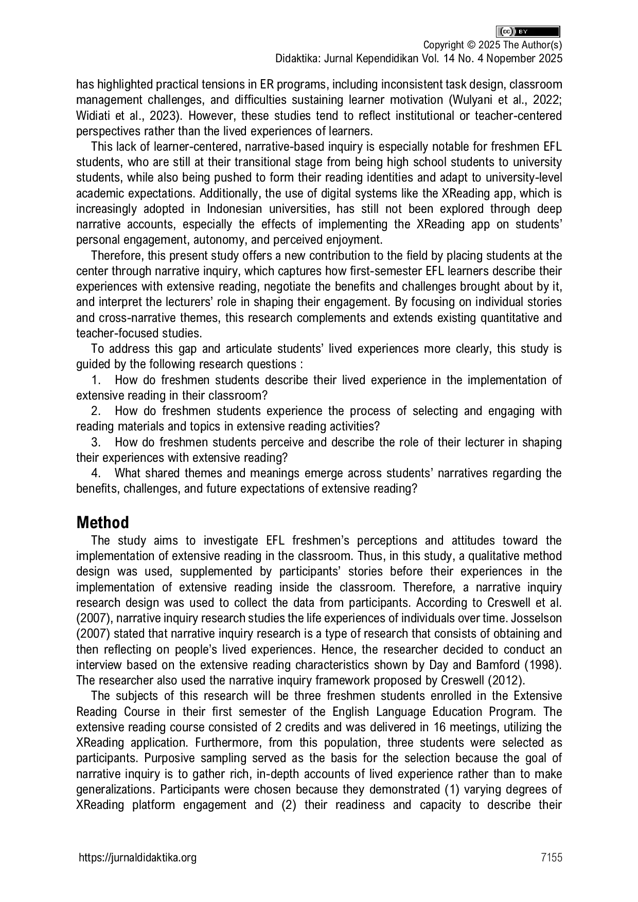 JURIS Fresh Voices on Extensive Reading A Narrative Study of Indonesian University Students