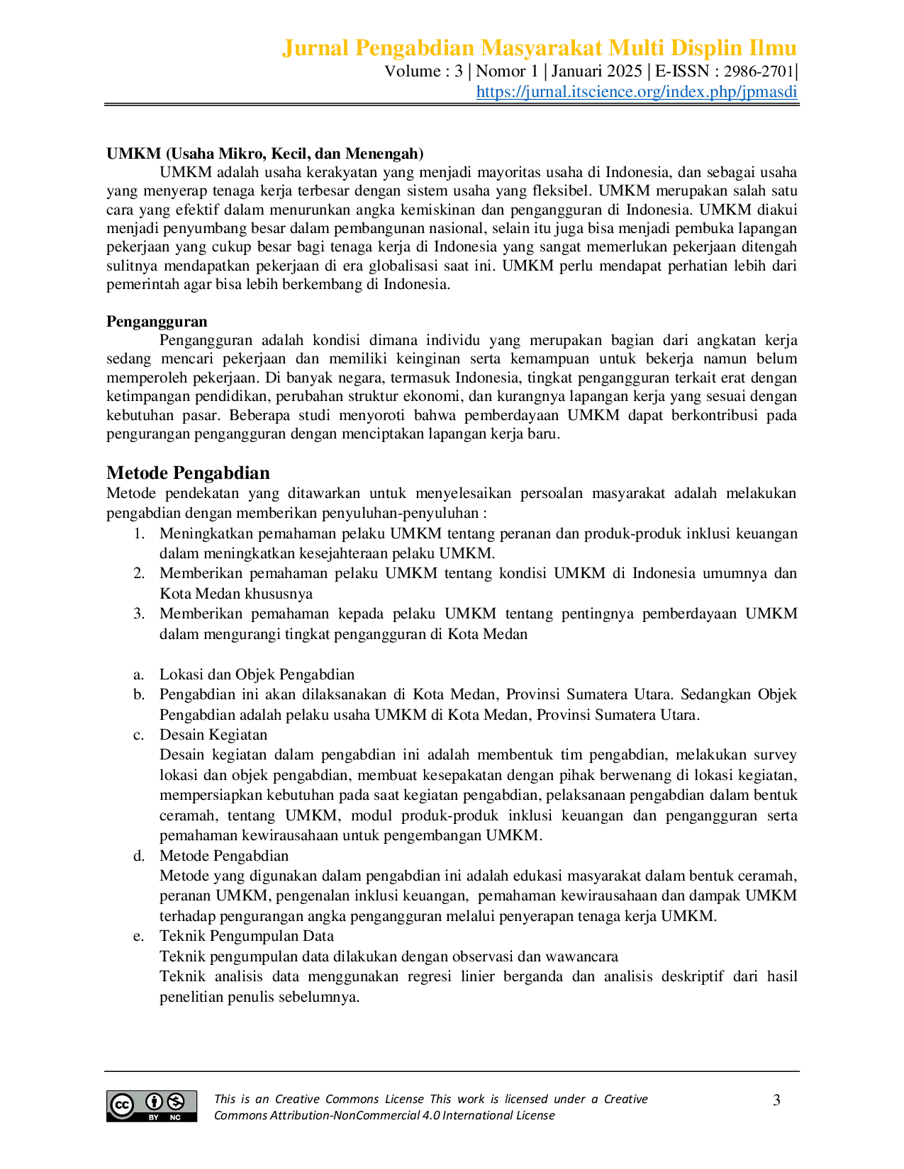 JURIS Edukasi Inklusi Keuangan untuk Kesejahteraan UMKM dan Pengurangan Pengangguran di Kota Medan