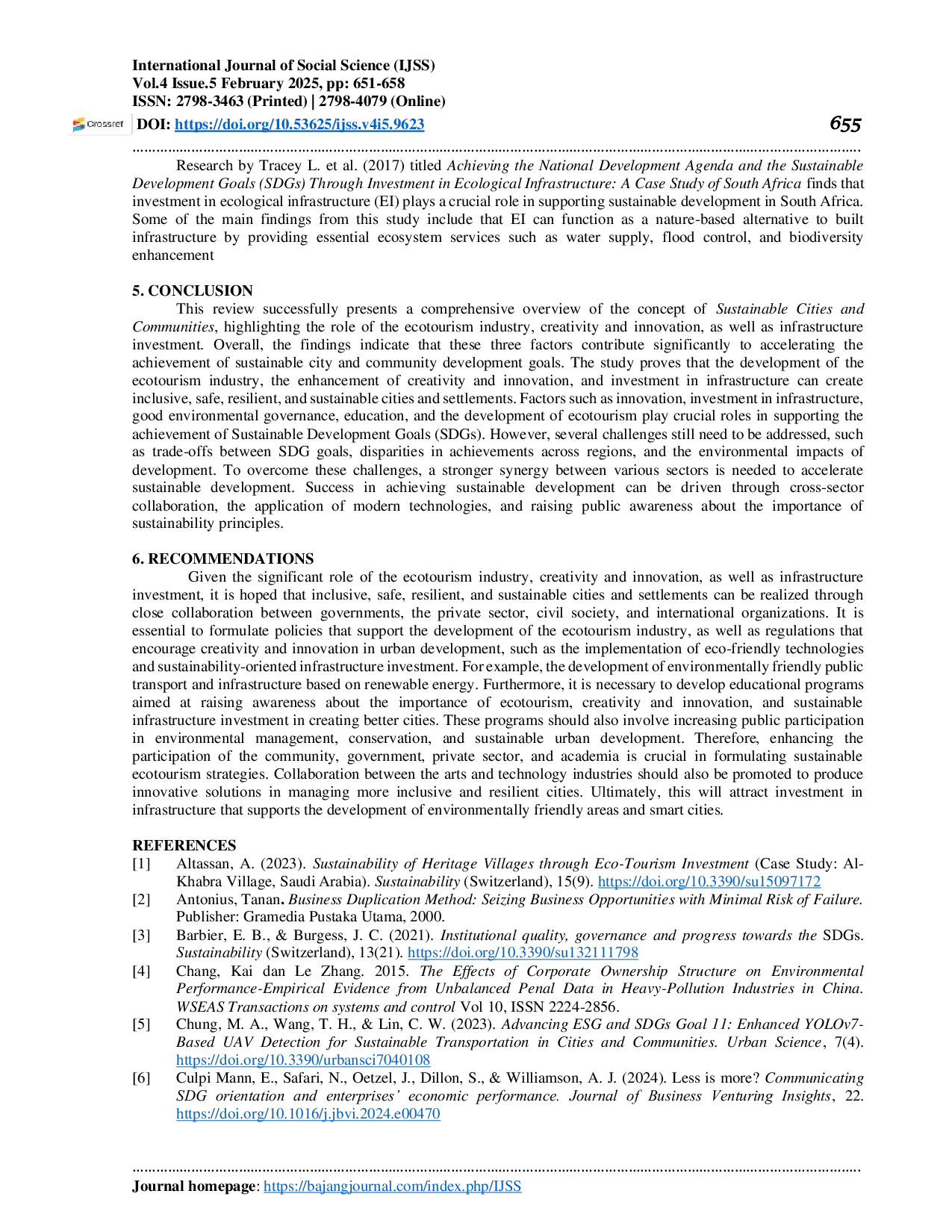 JURIS Systematic Literature Review On Sustainable Cities And Communities The Role Of Eco Tourism Industry Creativity And Innovation And Infrastructure Investment