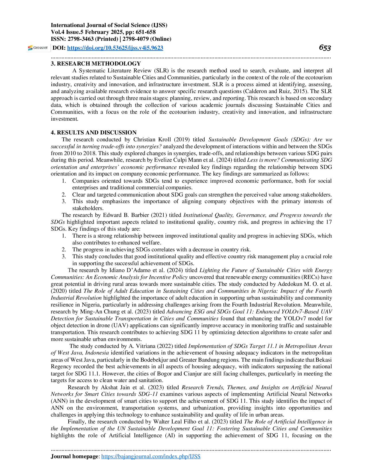 JURIS Systematic Literature Review On Sustainable Cities And Communities The Role Of Eco Tourism Industry Creativity And Innovation And Infrastructure Investment