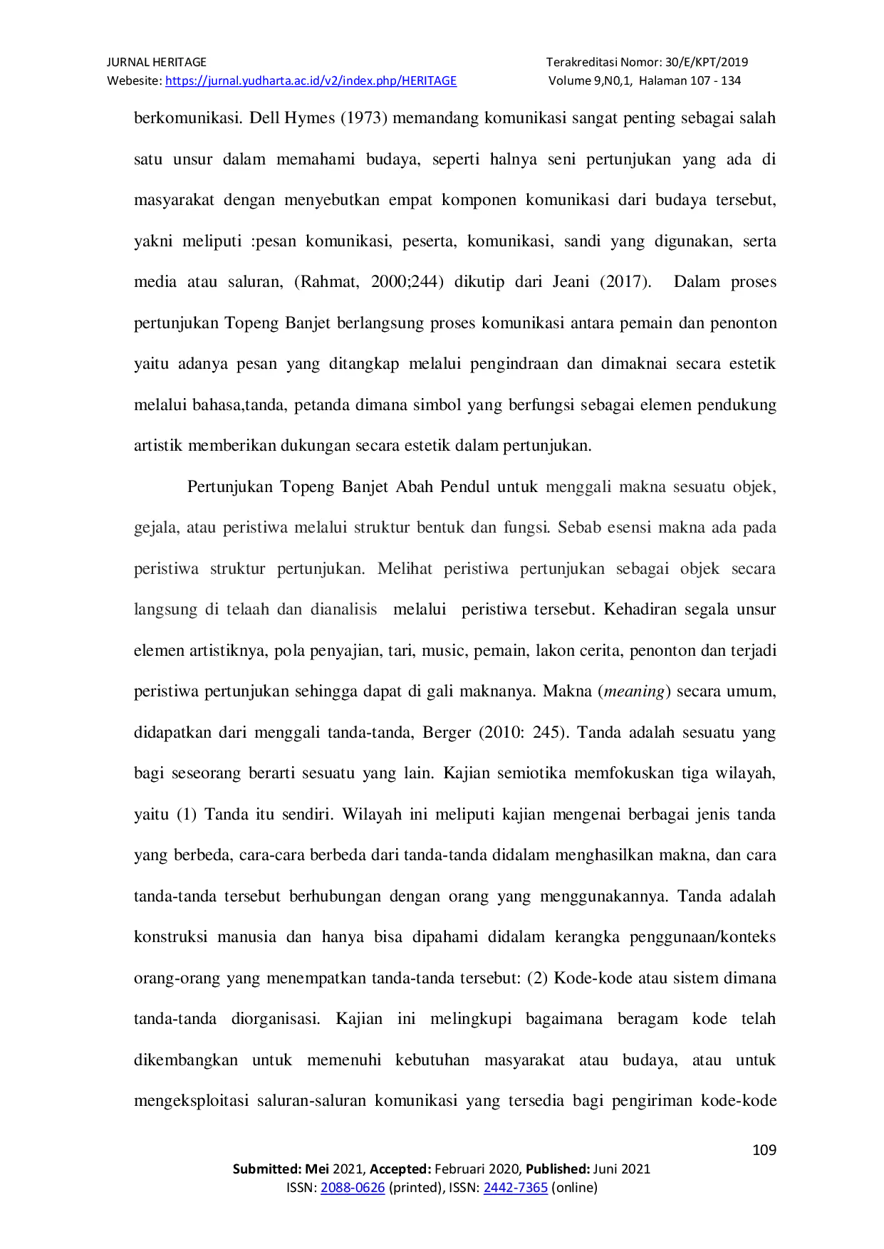 JURIS Makna Estetik Pada Bentuk dan Fungsi Pertunjukan Topeng Banjet Abah Pendul Kab Karawang