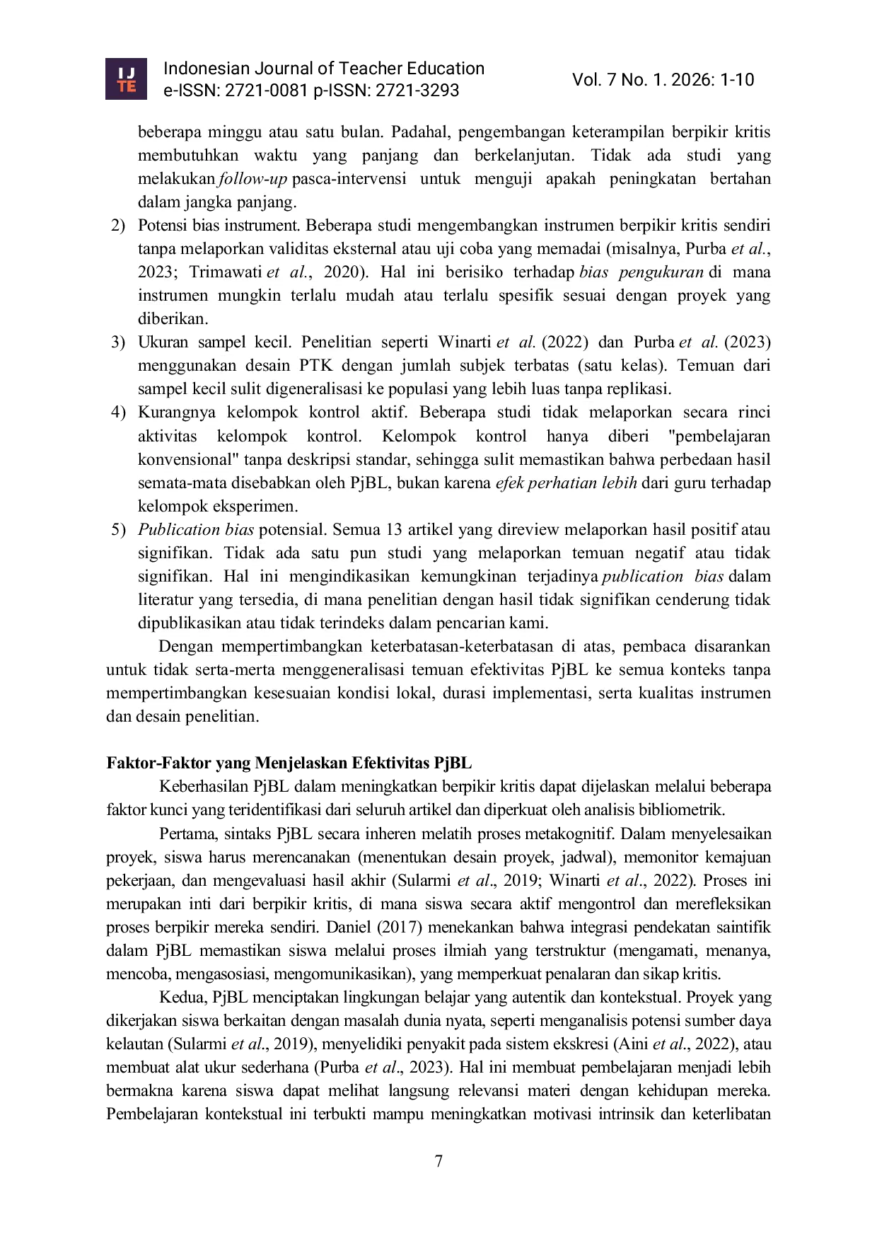 JURIS The Effectiveness of Project Based Learning Models in Enhancing Critical Thinking Skills A Literature Review